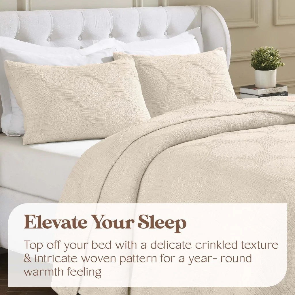 Tanta Cotton Medium Weight Textured Modern Circles Woven Coverlet - Image 9