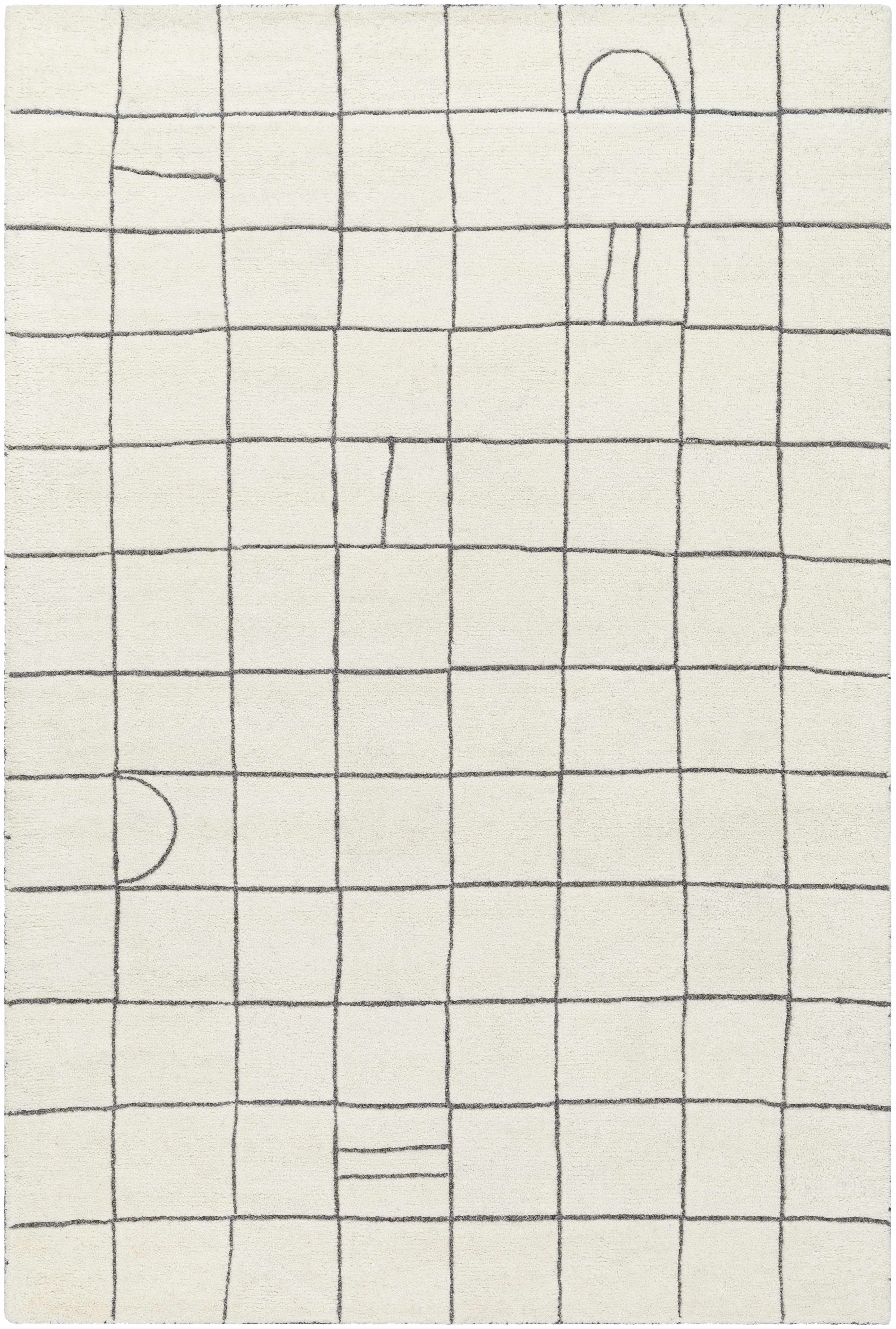 Tanya Pearl White Grid Wool Rug