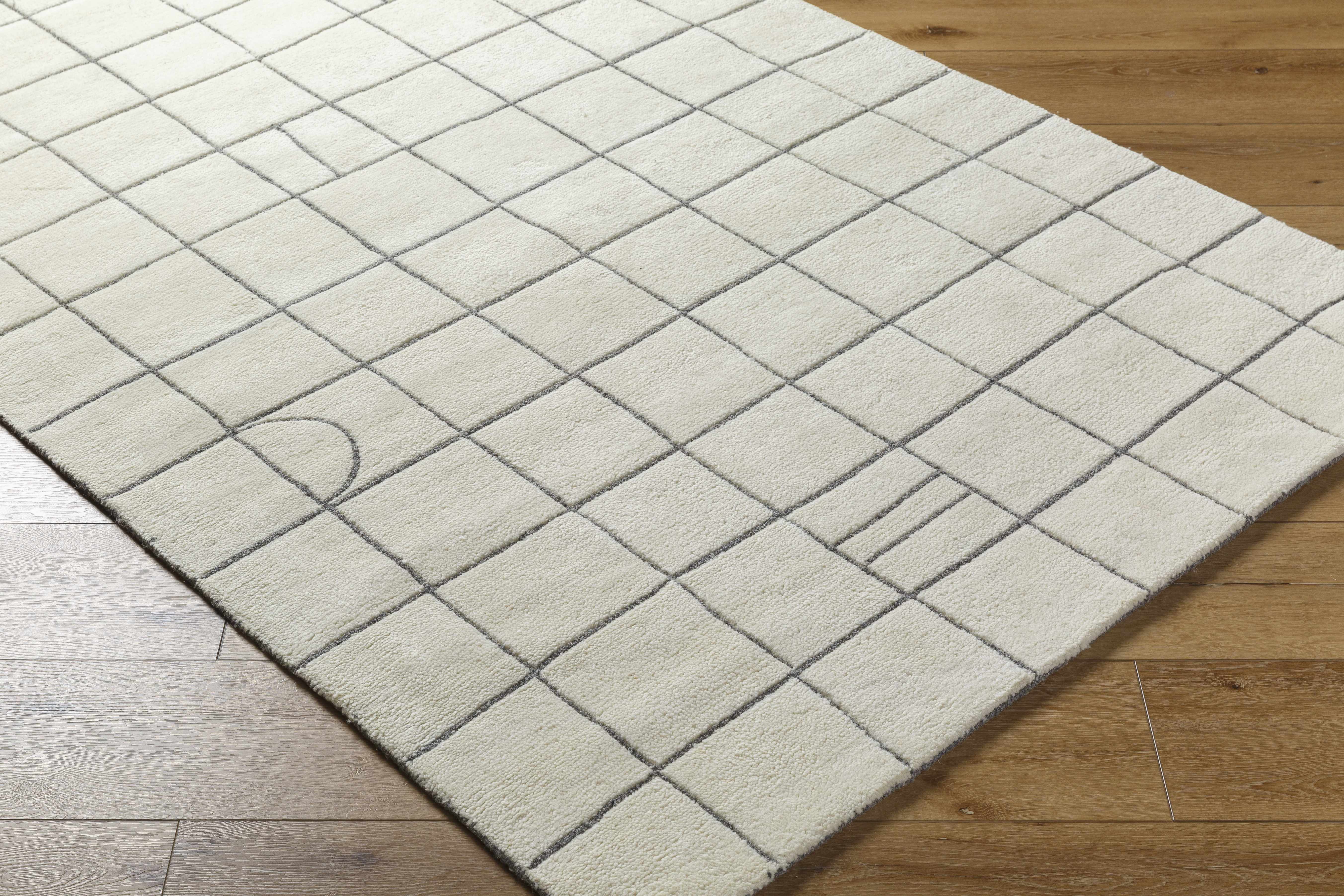 Tanya Pearl White Grid Wool Rug - Image 4