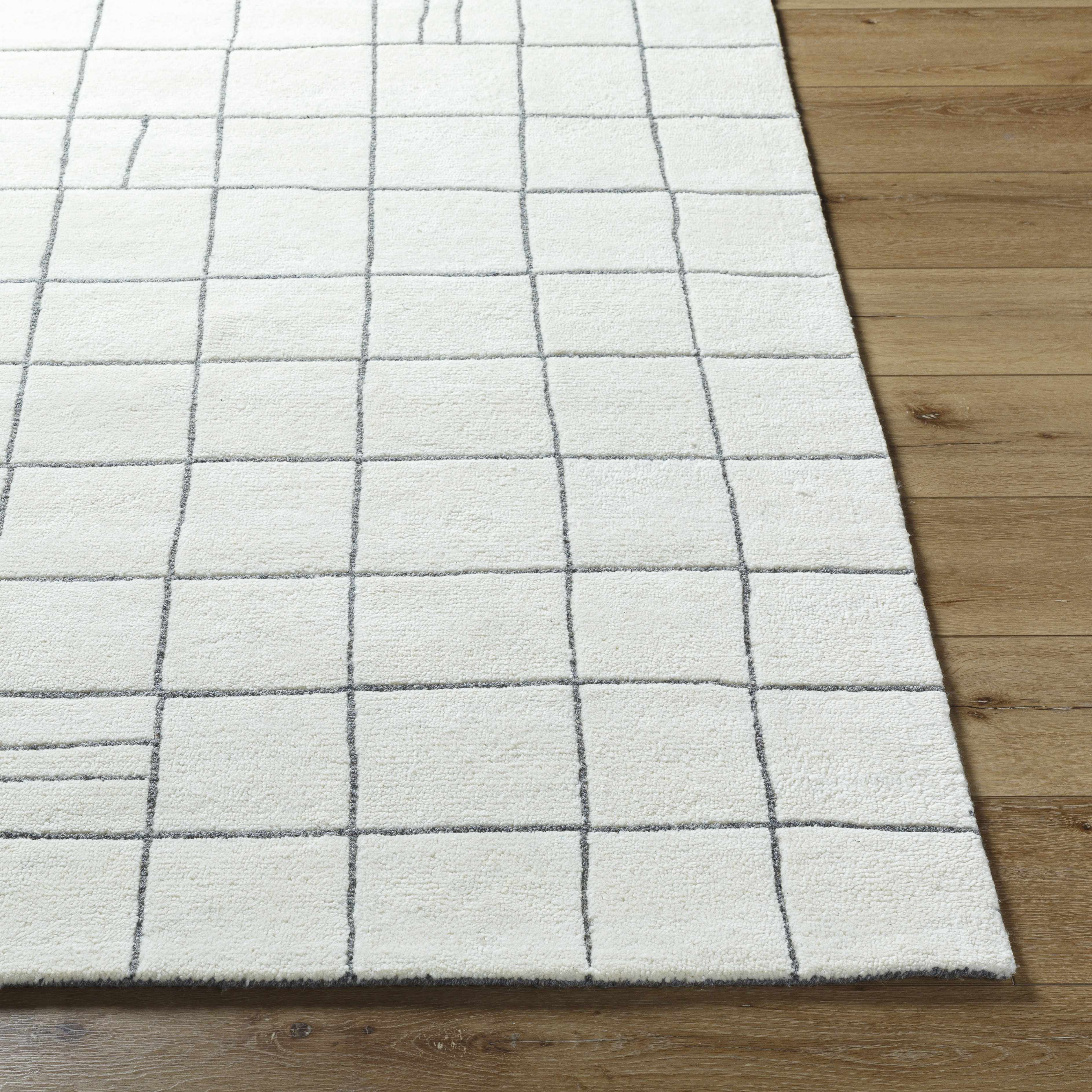 Tanya Pearl White Grid Wool Rug - Image 5