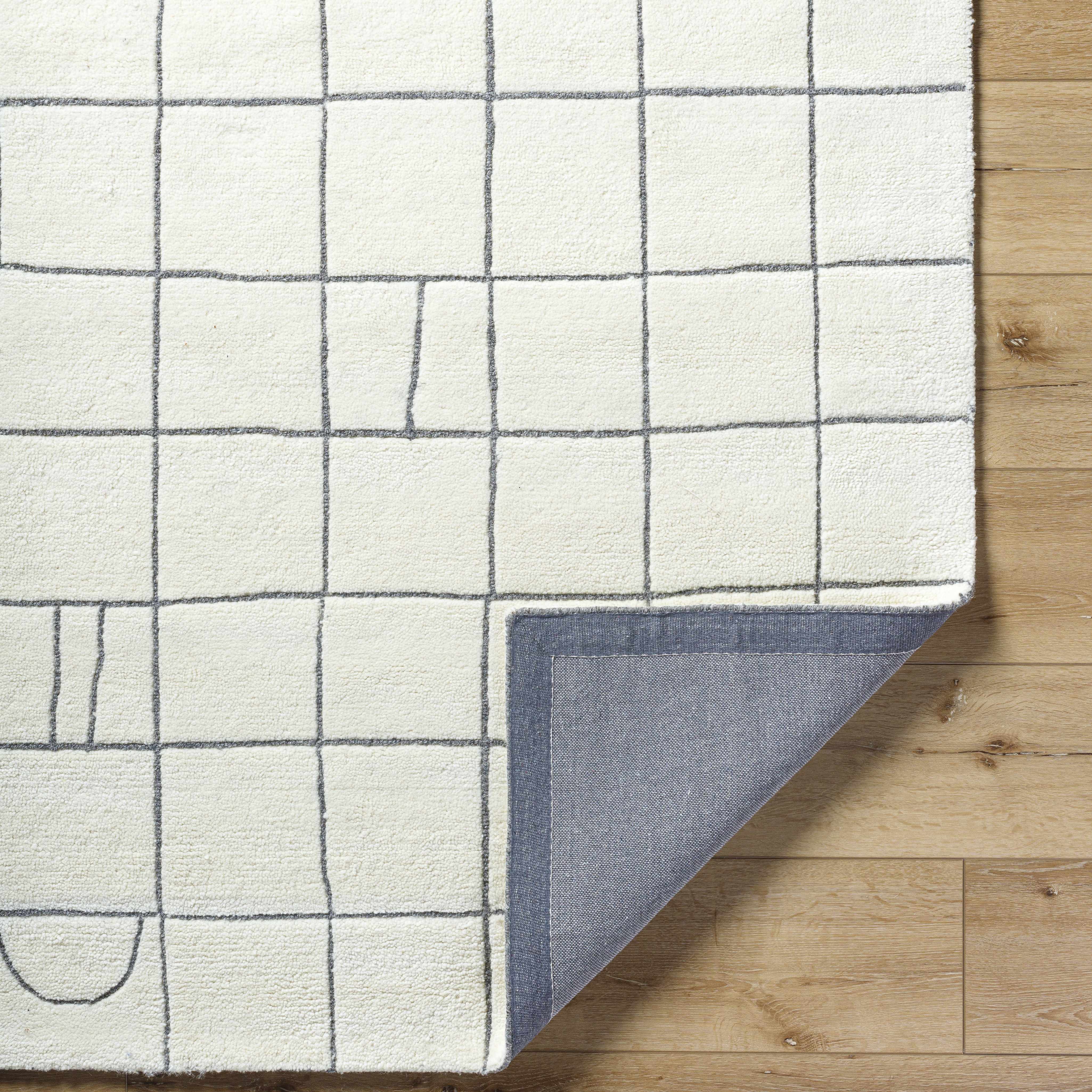 Tanya Pearl White Grid Wool Rug - Image 6