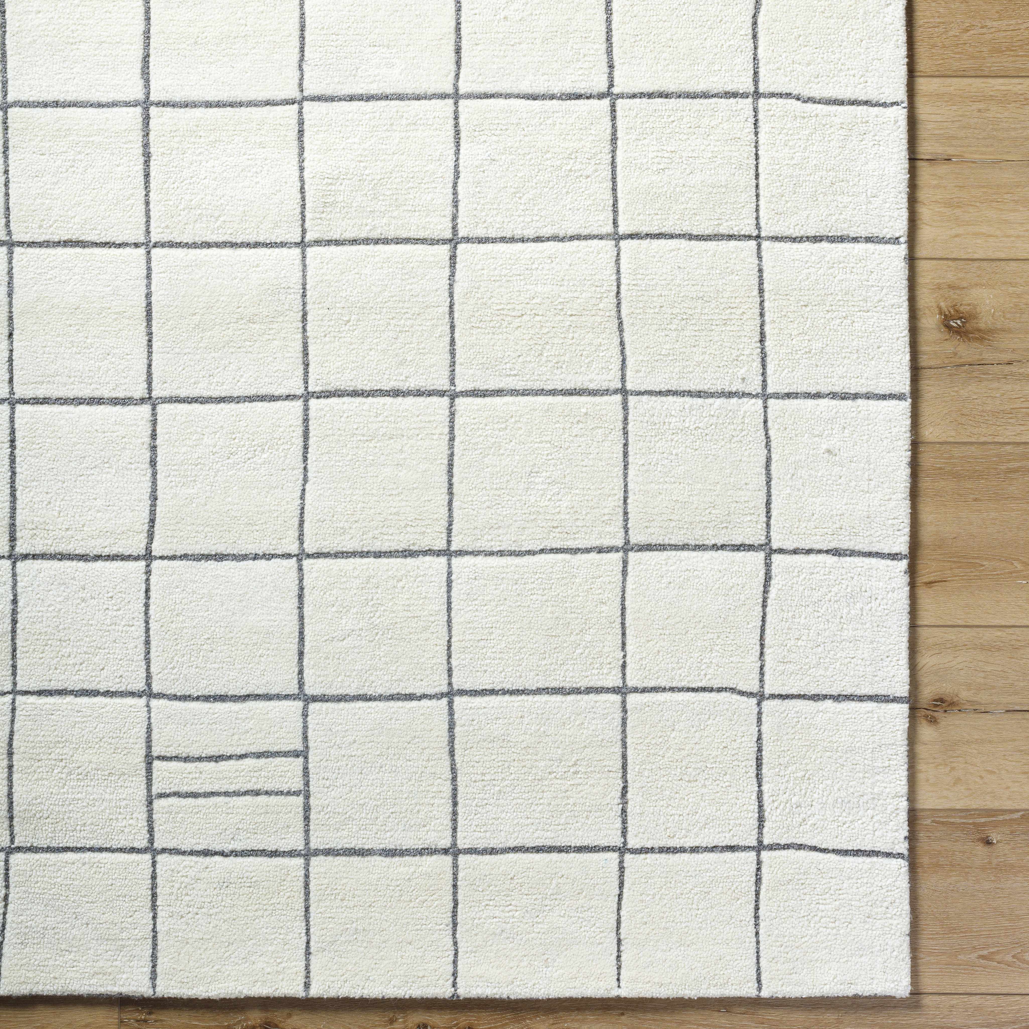 Tanya Pearl White Grid Wool Rug - Image 7