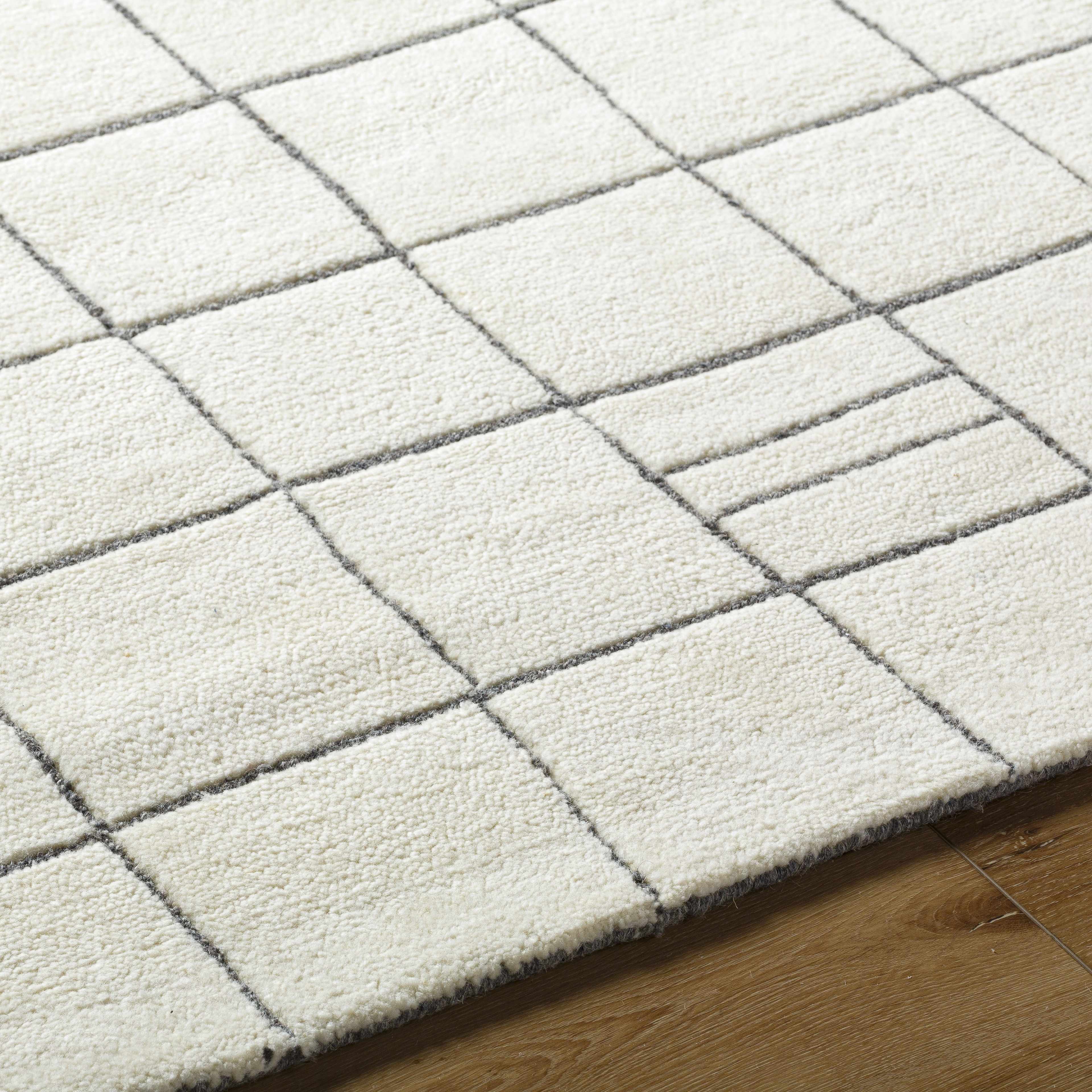 Tanya Pearl White Grid Wool Rug - Image 8