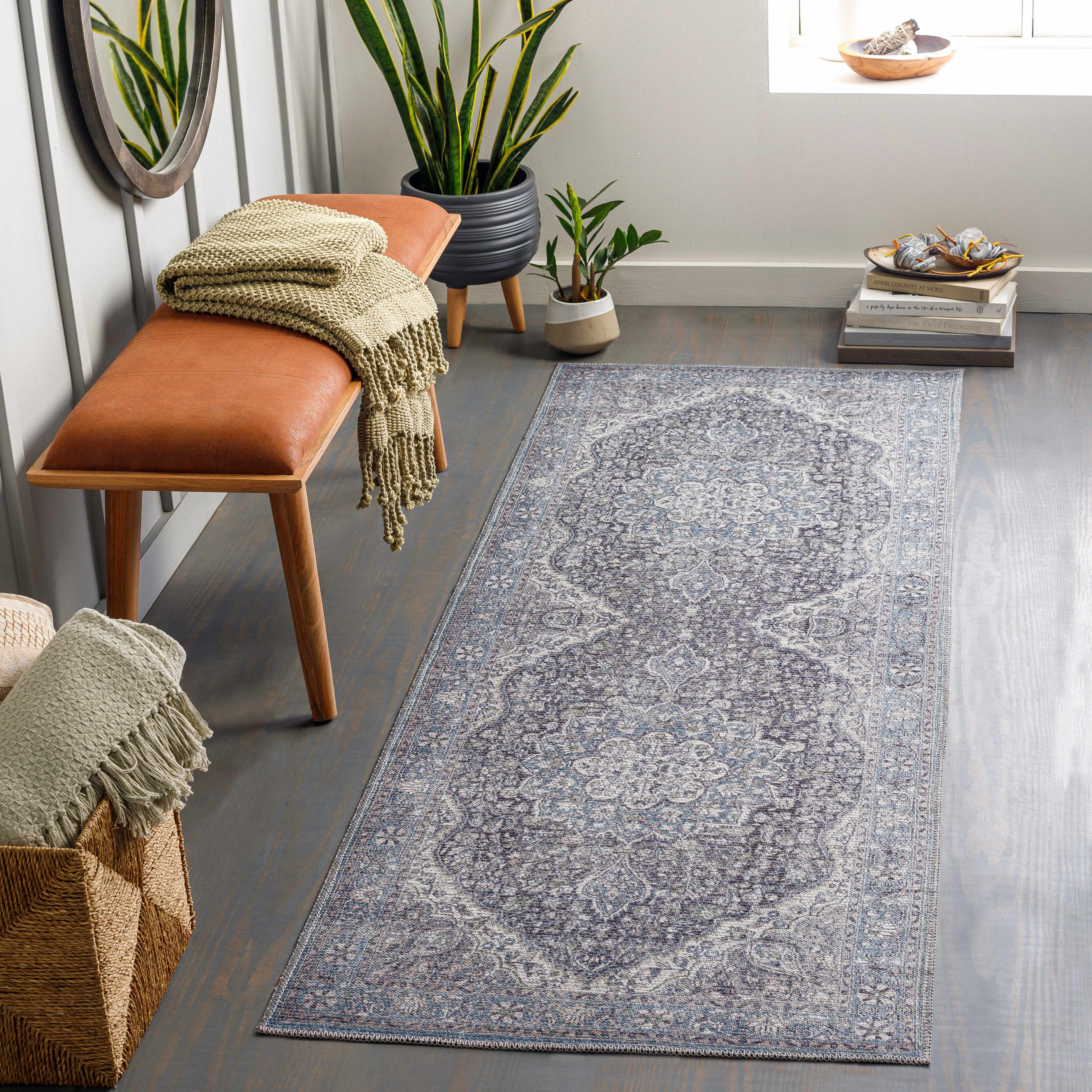 Tavas Blue Persian Style Washable Rug - Clearance - Image 4