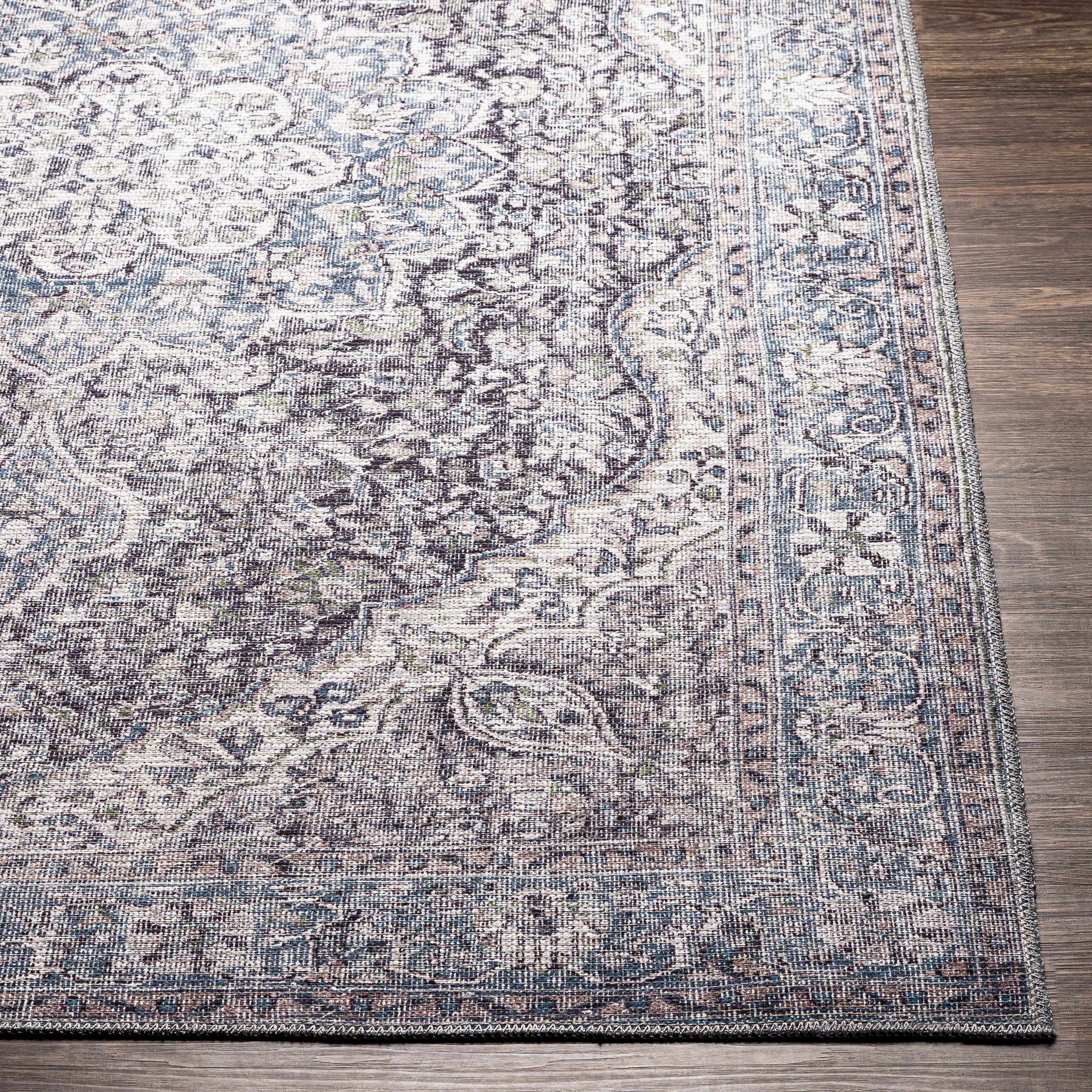 Tavas Blue Persian Style Washable Rug - Clearance - Image 5