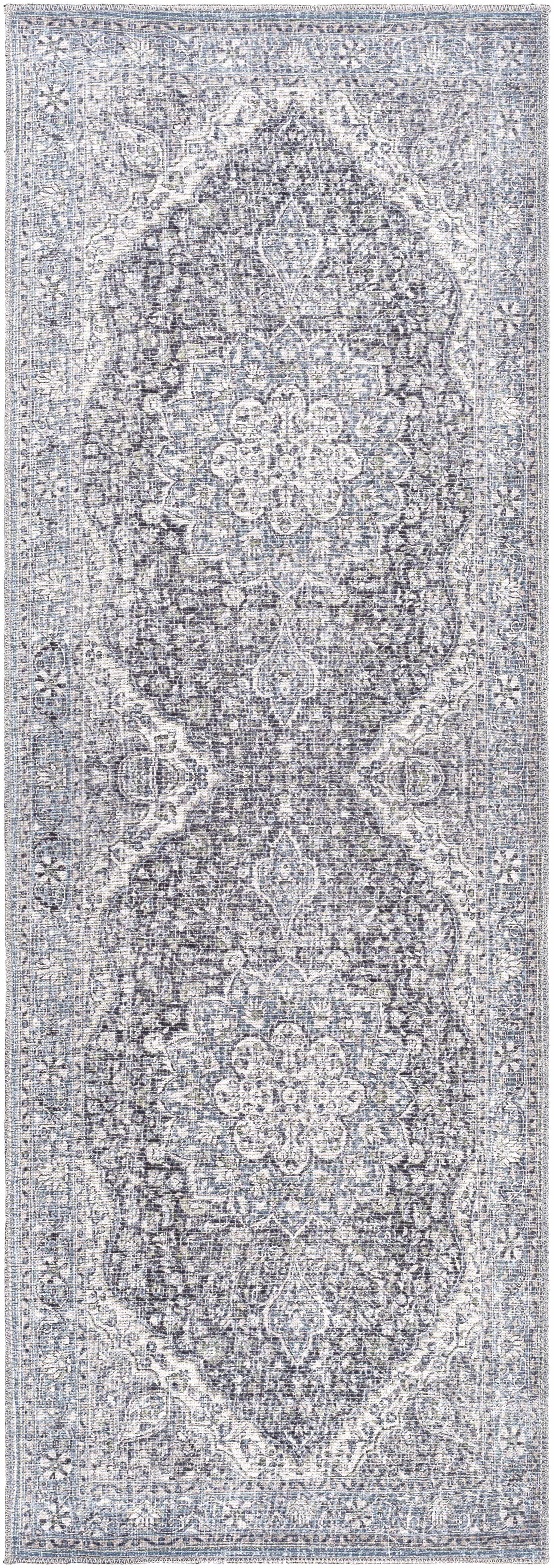Tavas Blue Persian Style Washable Rug - Clearance - Image 9