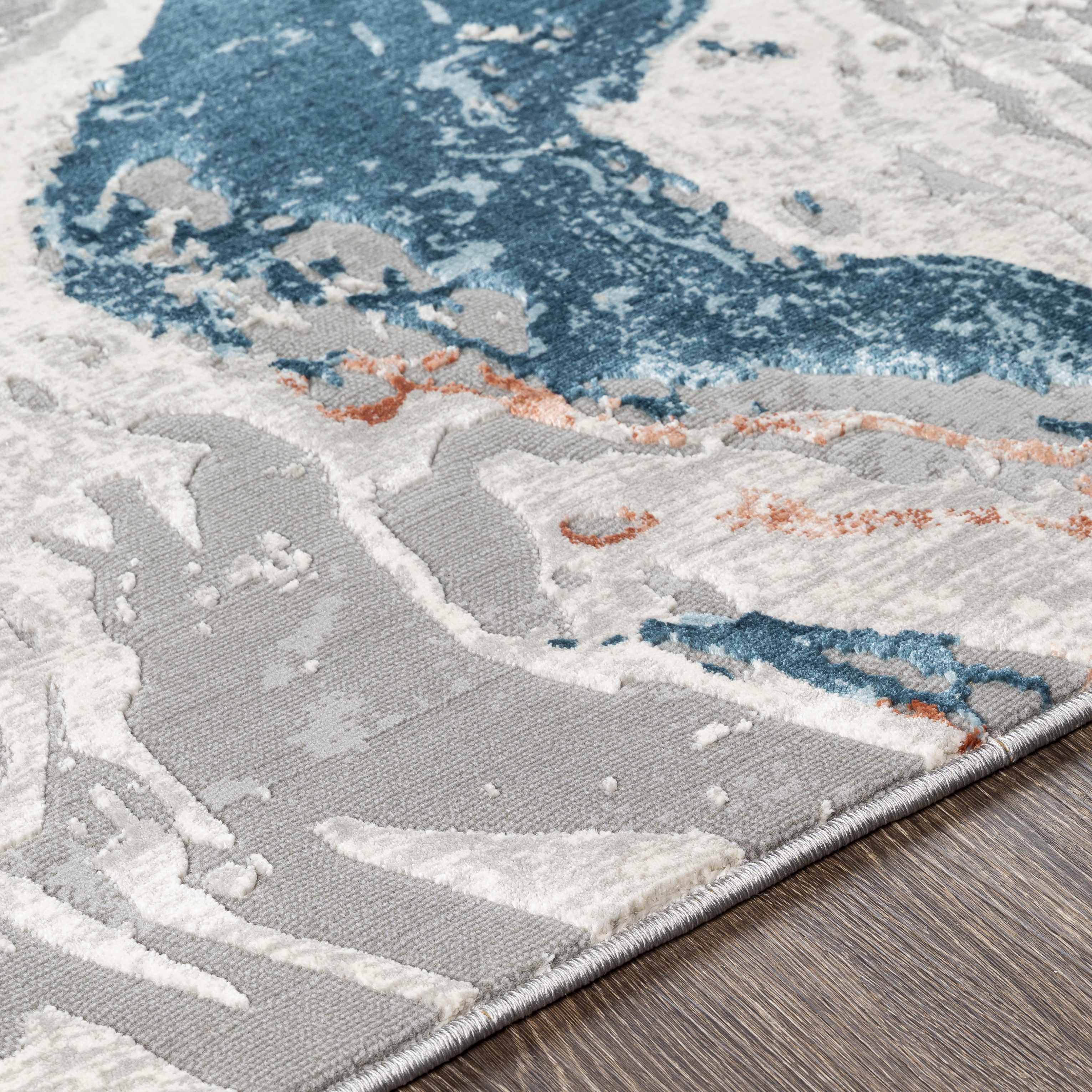 Tayport Blue Marble Rug - Clearance - Image 5