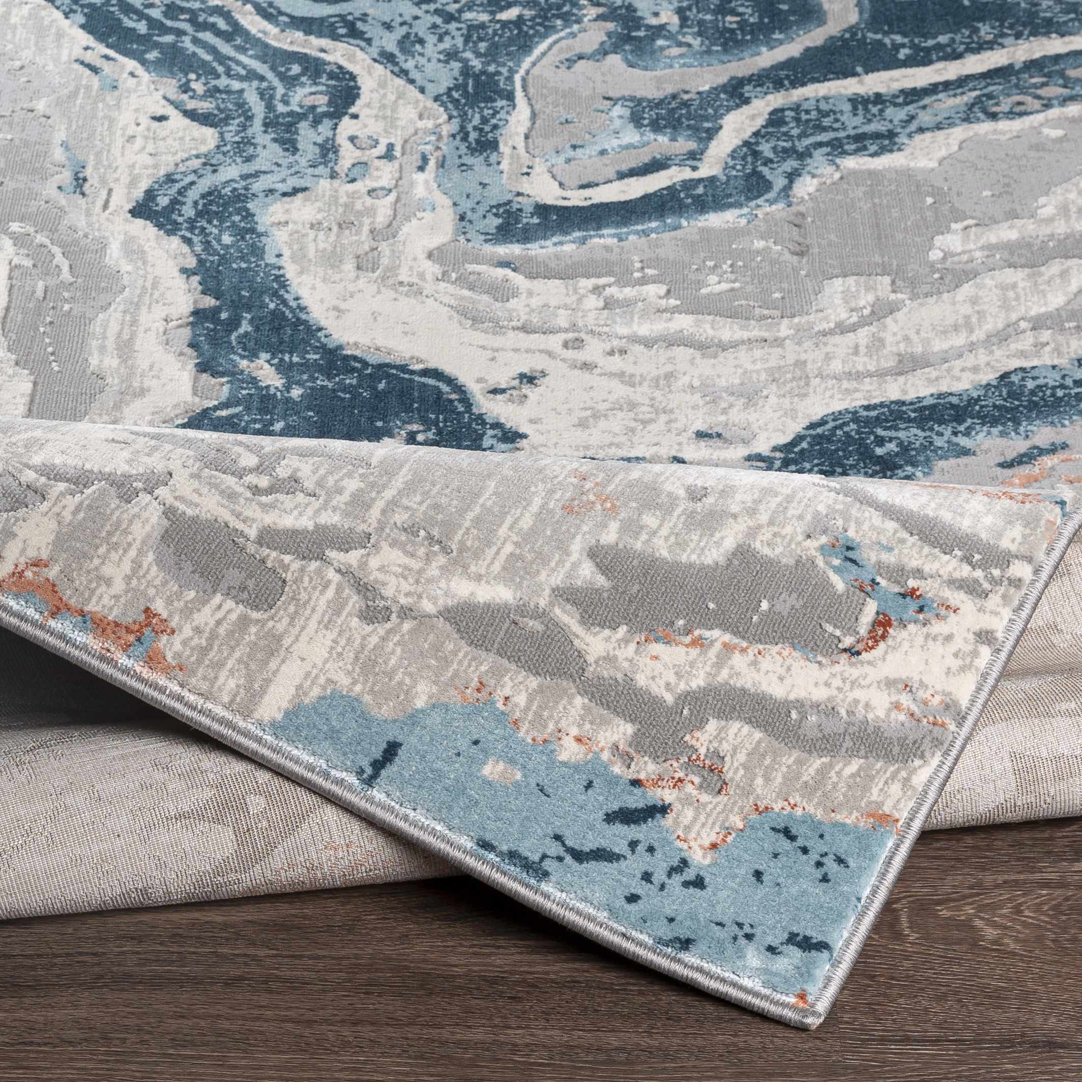 Tayport Blue Marble Rug - Clearance - Image 6