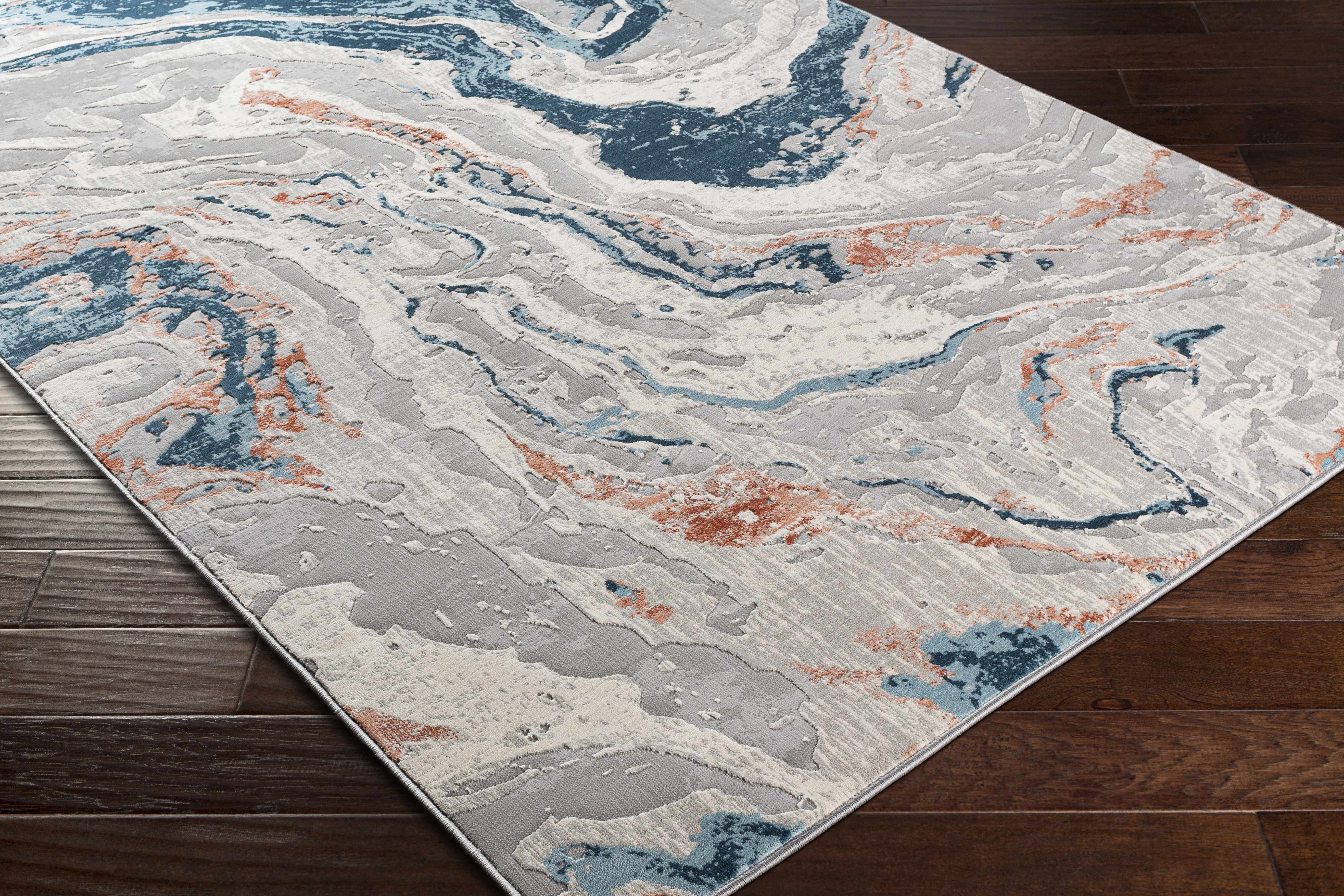 Tayport Blue Marble Rug - Clearance - Image 7