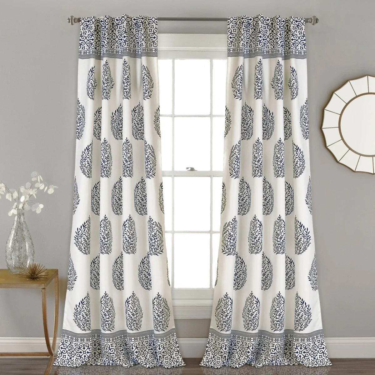 Teardrop Leaf Light Filtering Window Curtain Panel Set - Image 13
