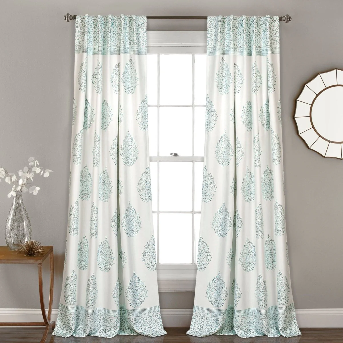 Teardrop Leaf Light Filtering Window Curtain Panel Set - Image 14