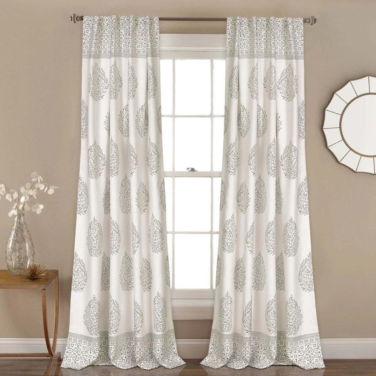 Teardrop Leaf Light Filtering Window Curtain Panel Set - Image 2