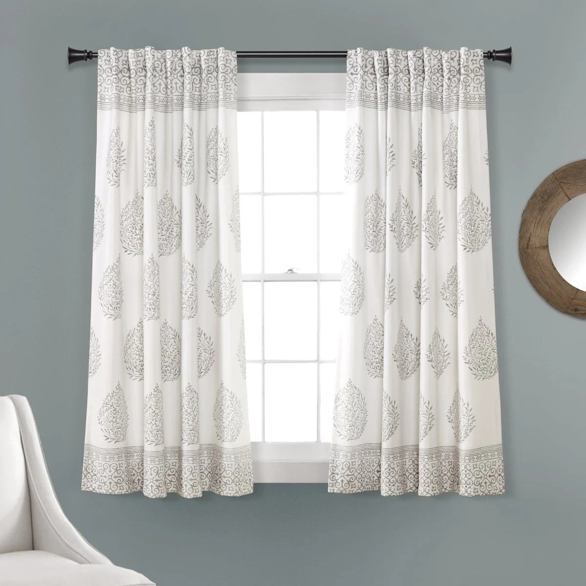 Teardrop Leaf Light Filtering Window Curtain Panel Set - Image 3