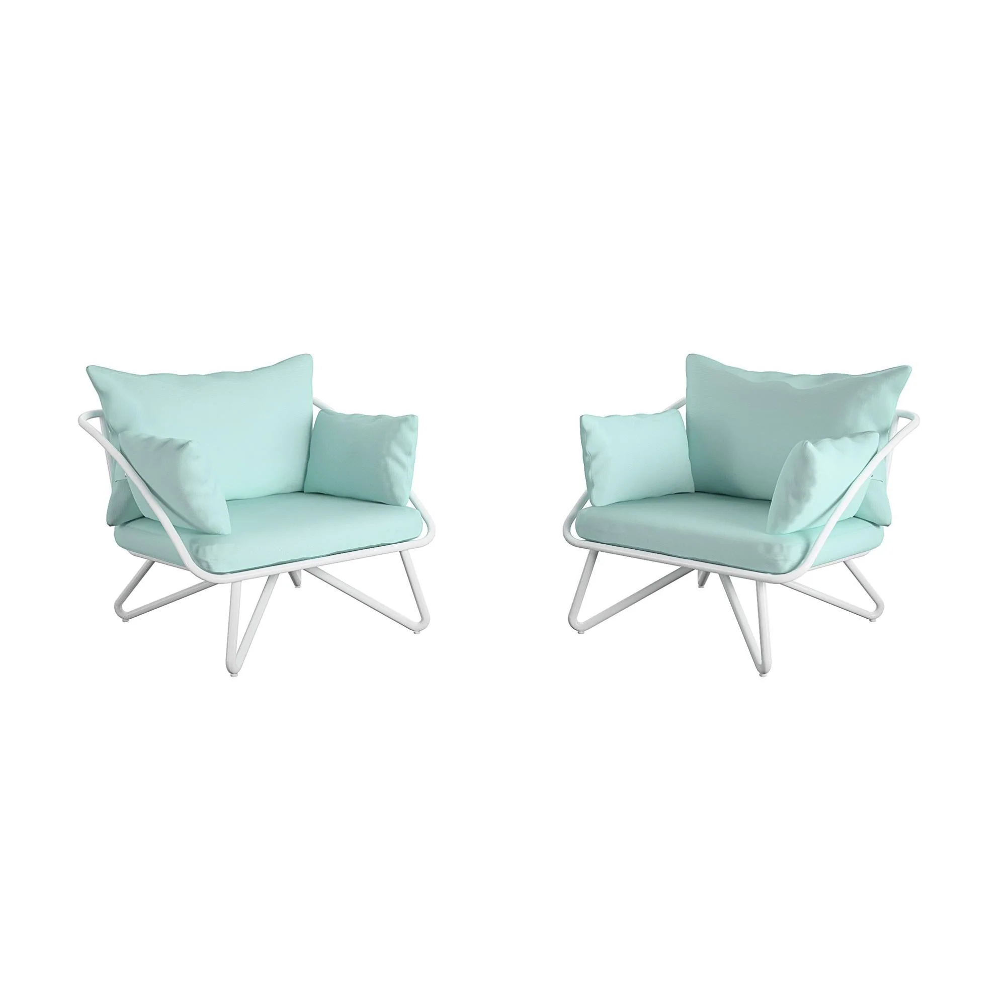 Teddi Outdoor Lounge Chairs Set (Set of 2) - Aqua