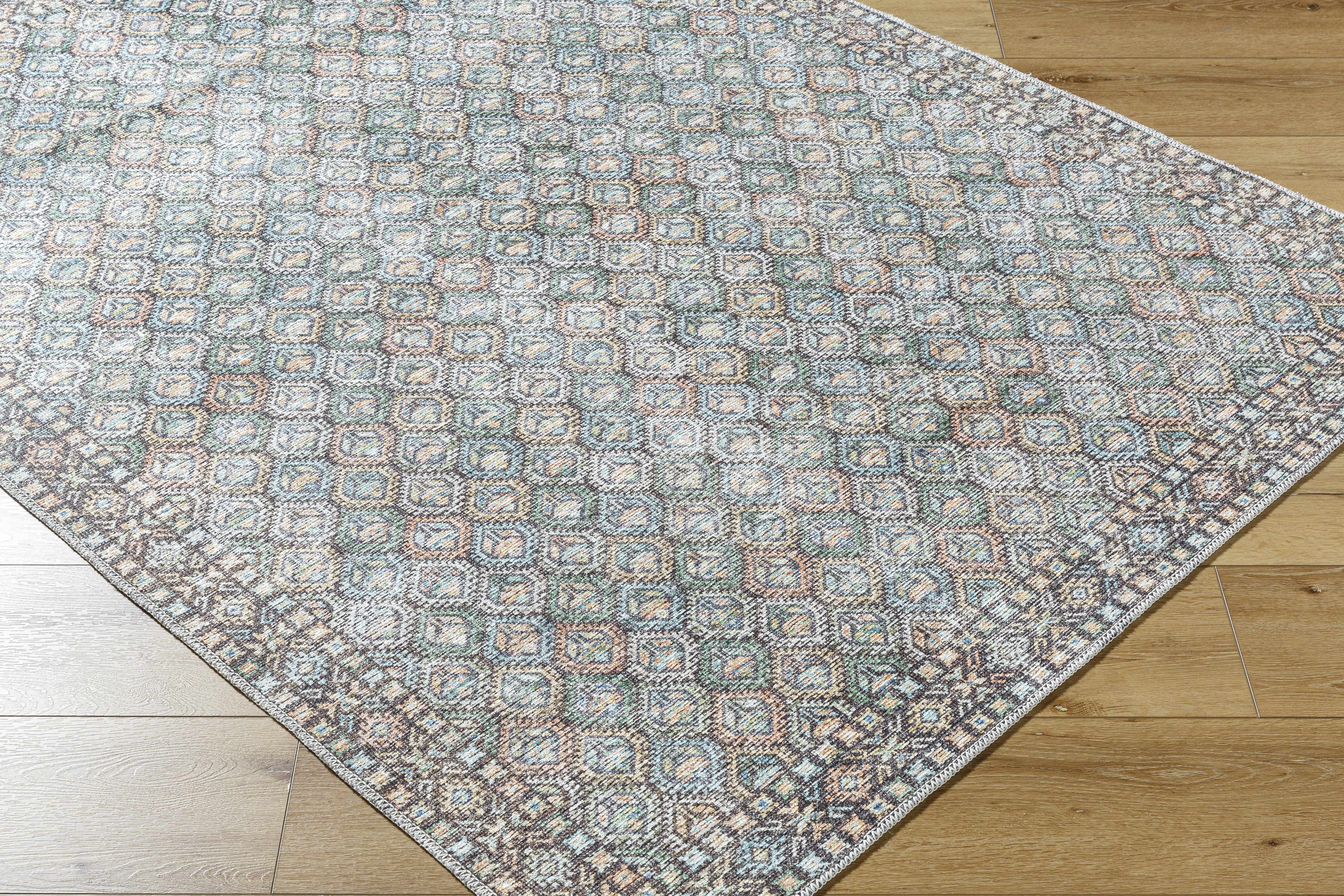 Telma Medium Green Washable Area Rug - Image 3