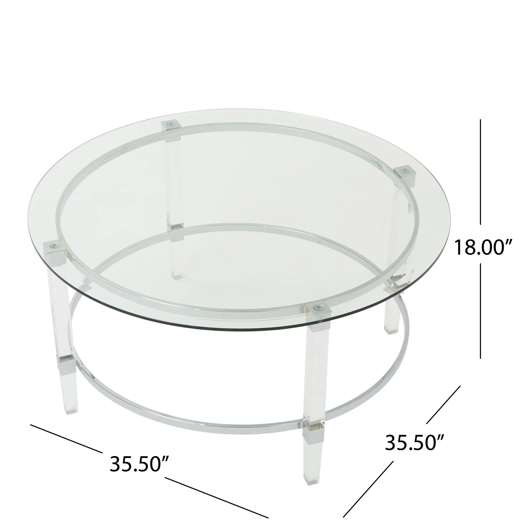 Tempered Glass Round Coffee Table With Four Legs - Clear - Image 4