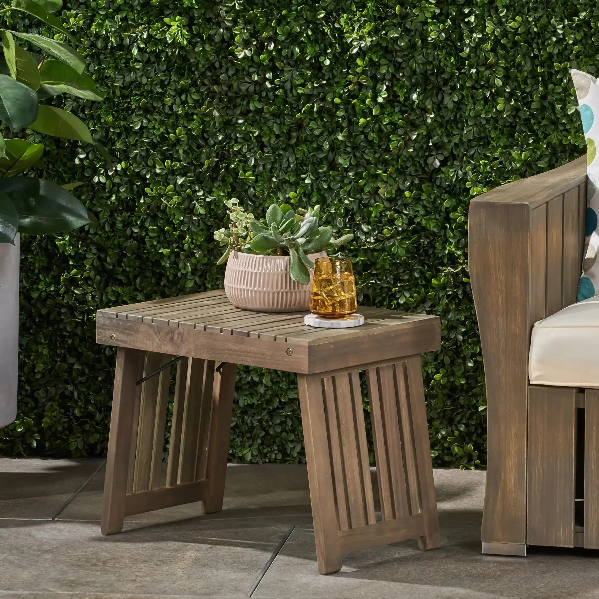 Temptation - Outdoor Foldable Side Table With Slat Design - Image 3