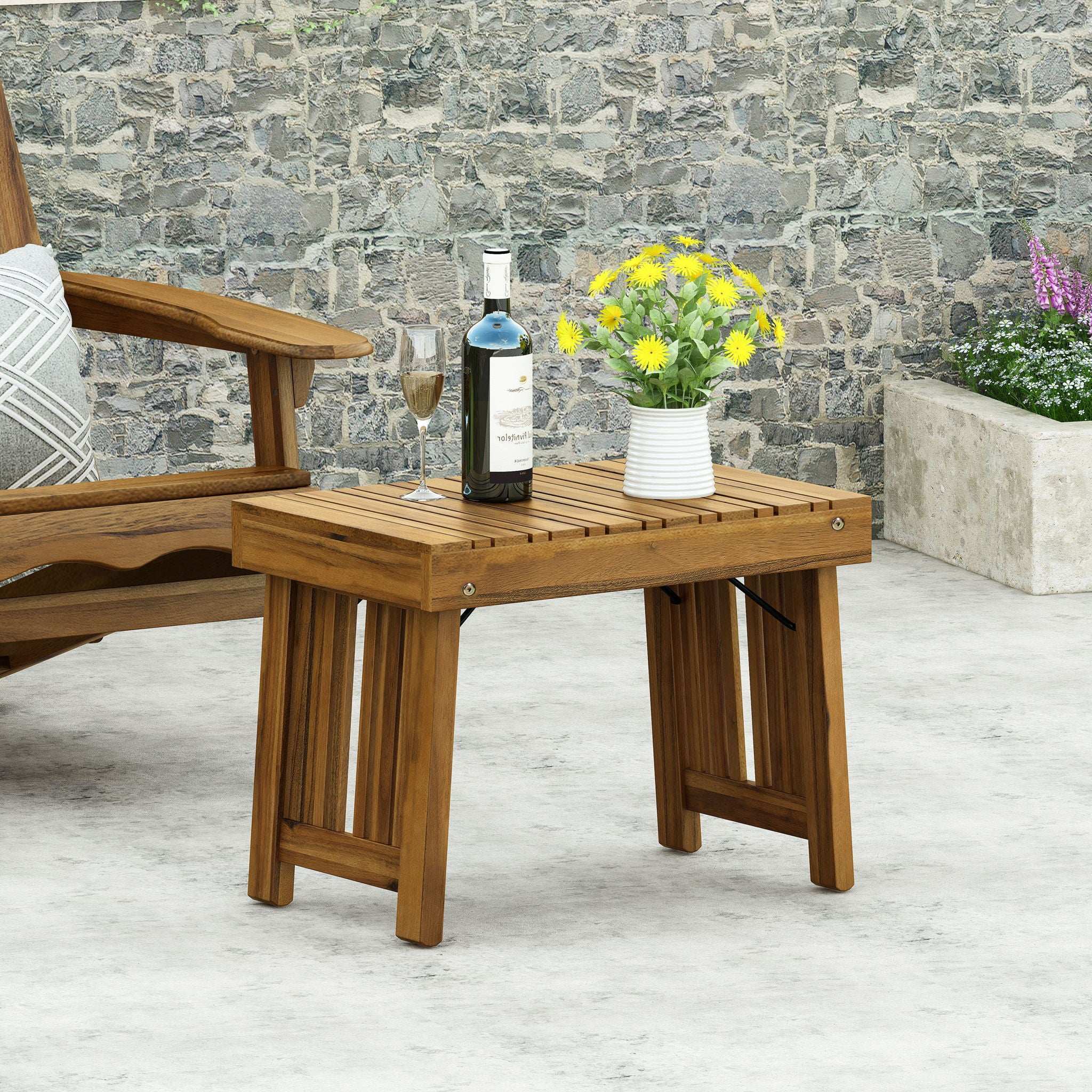 Temptation - Outdoor Foldable Side Table With Slat Design - Image 5