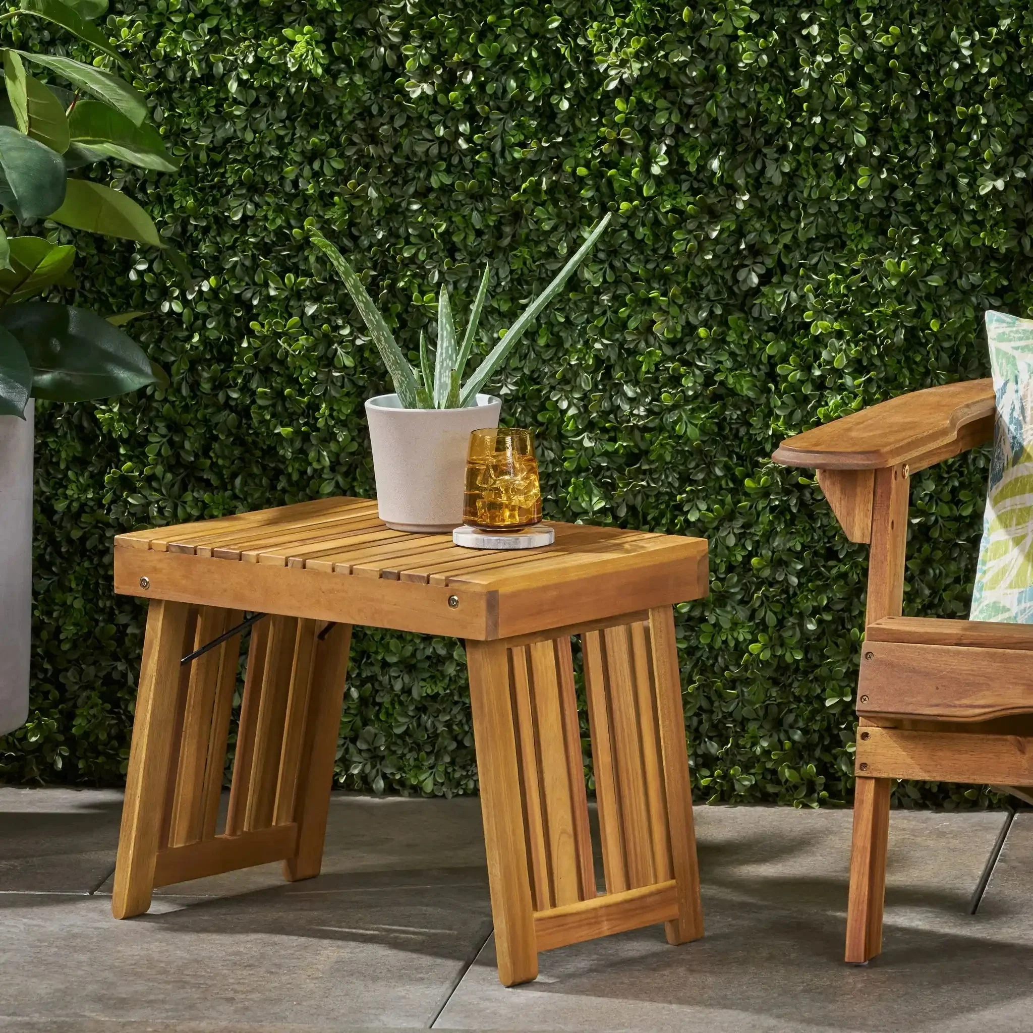 Temptation - Outdoor Foldable Side Table With Slat Design - Image 7