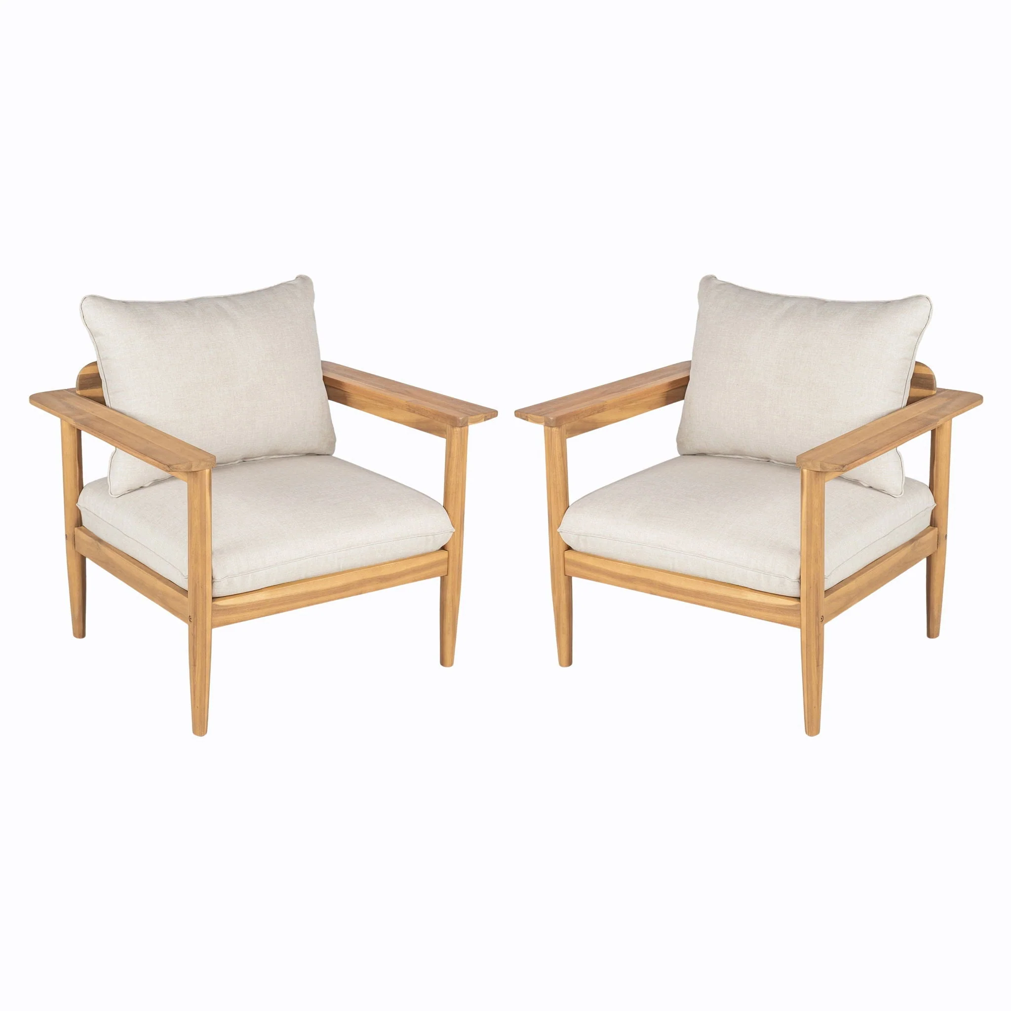 Terassi - Outdoor Lounge Chair (Set of 2) With Cushions - Beige / Light Teak - Image 2
