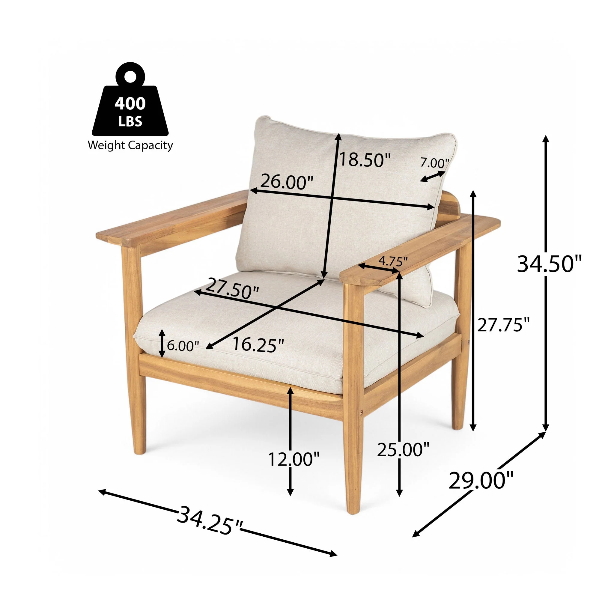 Terassi - Outdoor Lounge Chair (Set of 2) With Cushions - Beige / Light Teak - Image 3