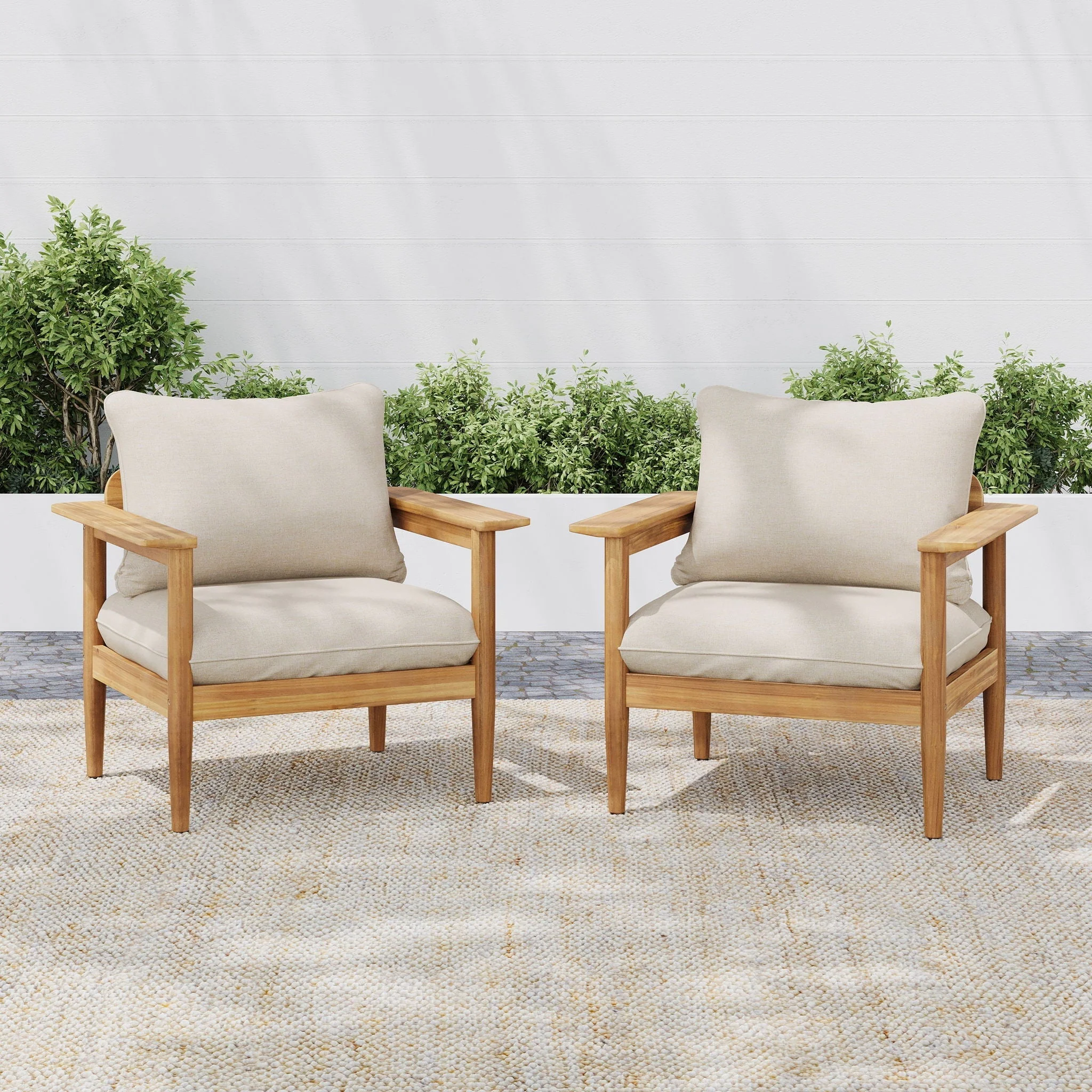 Terassi - Outdoor Lounge Chair (Set of 2) With Cushions - Beige / Light Teak - Image 4