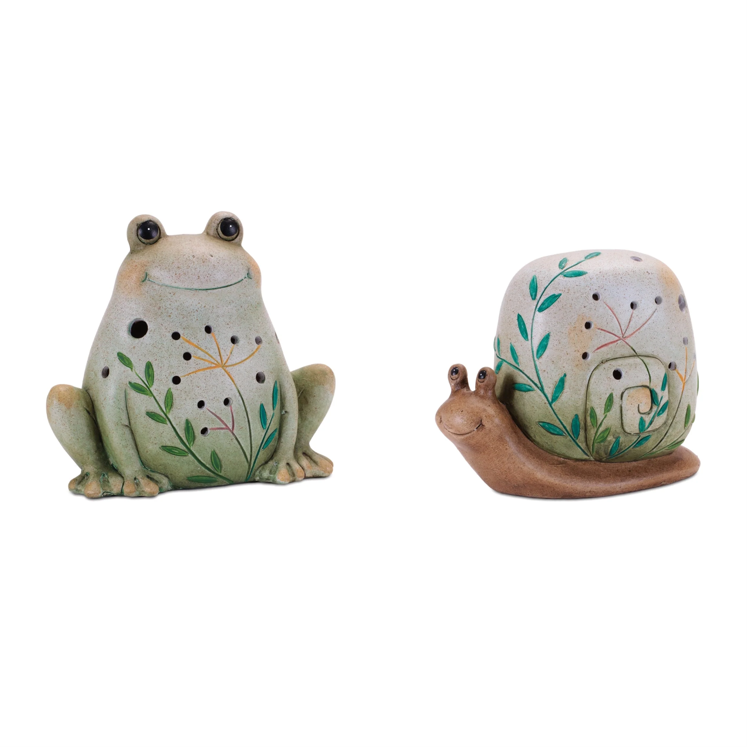 Terra Cotta Frog and Snail Décor (Set of 3)