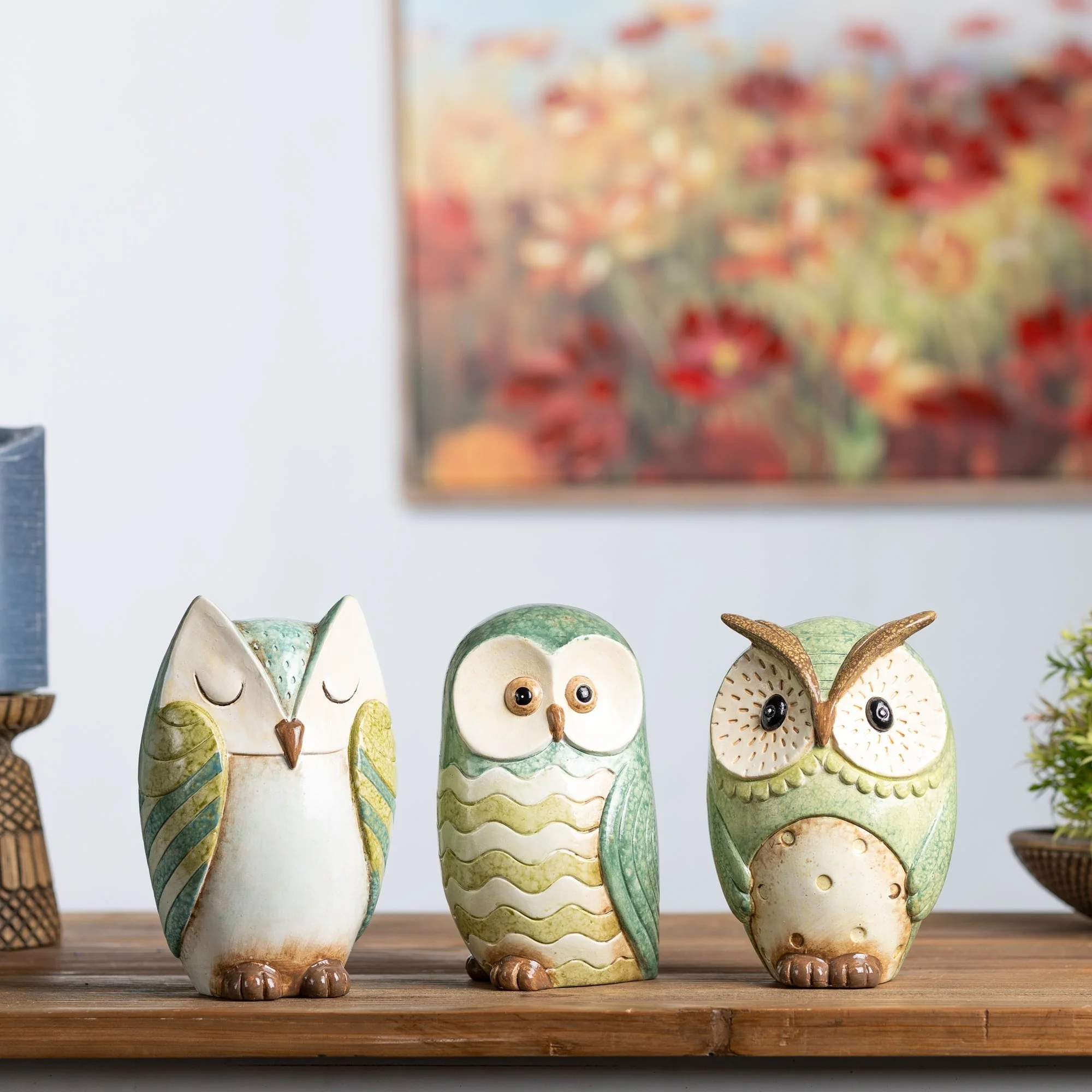 Terra cotta owl figurine (set of 3) - Image 2