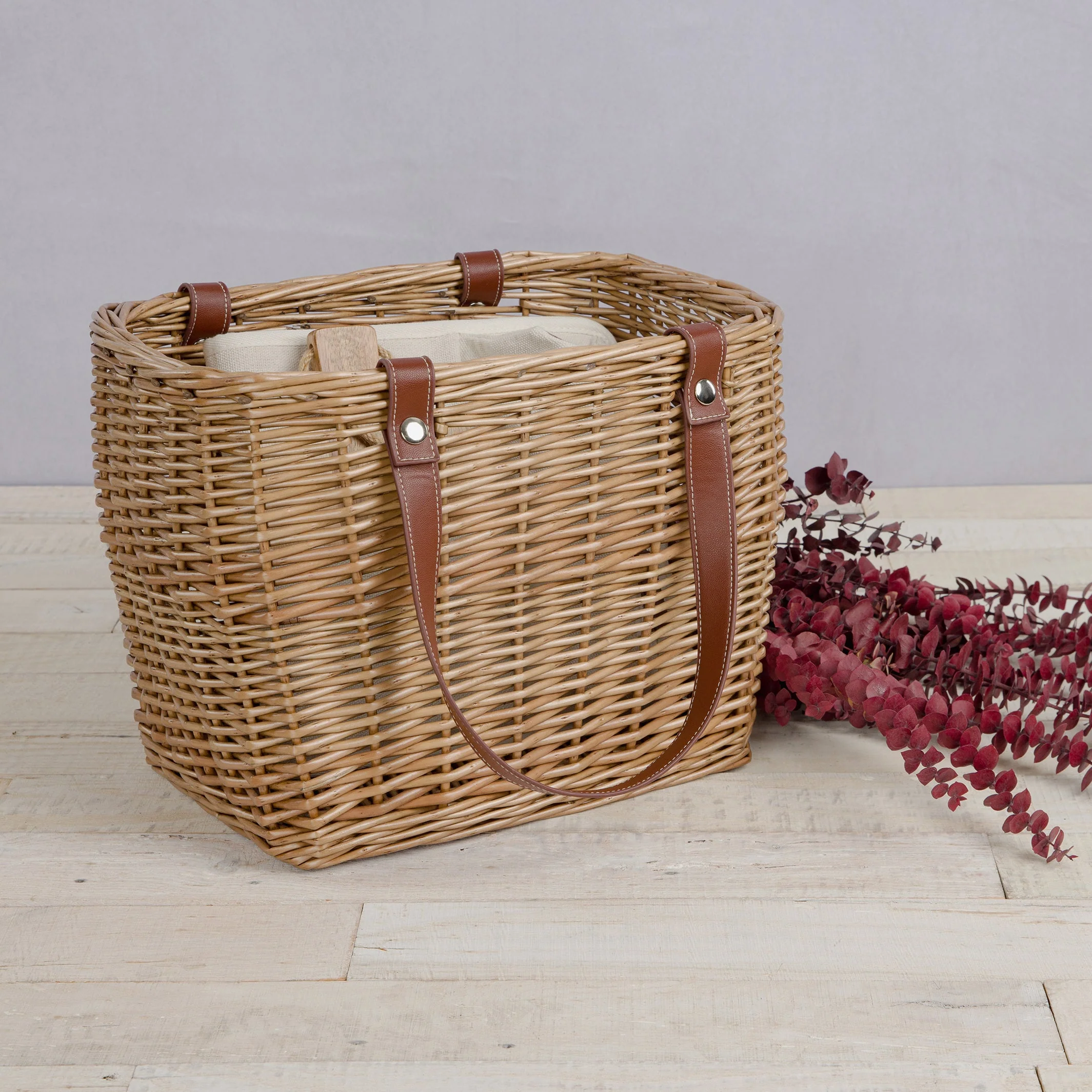 Terrabella Earth Friendly Handwoven Picnic Basket Set for 2 - Image 2