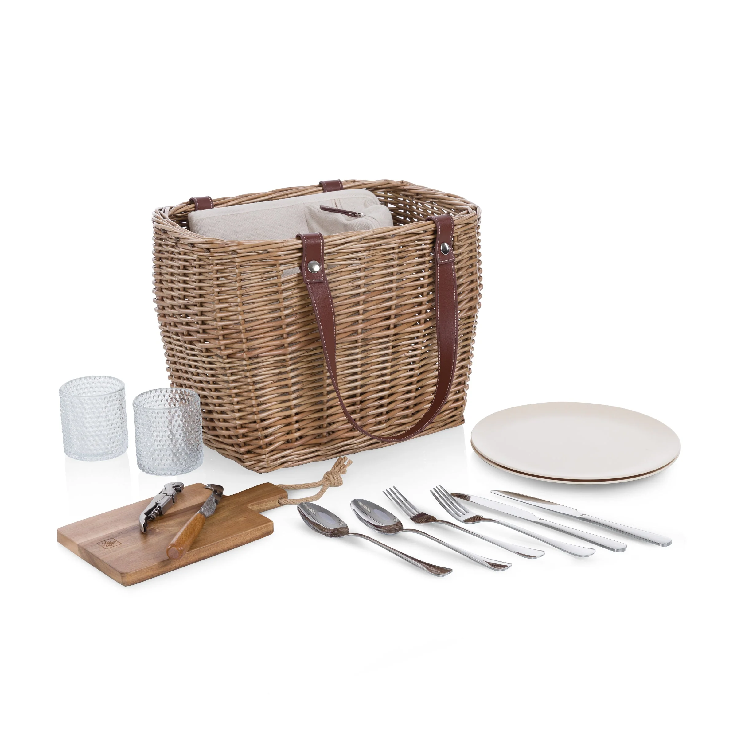 Terrabella Earth Friendly Handwoven Picnic Basket Set for 2 - Image 3