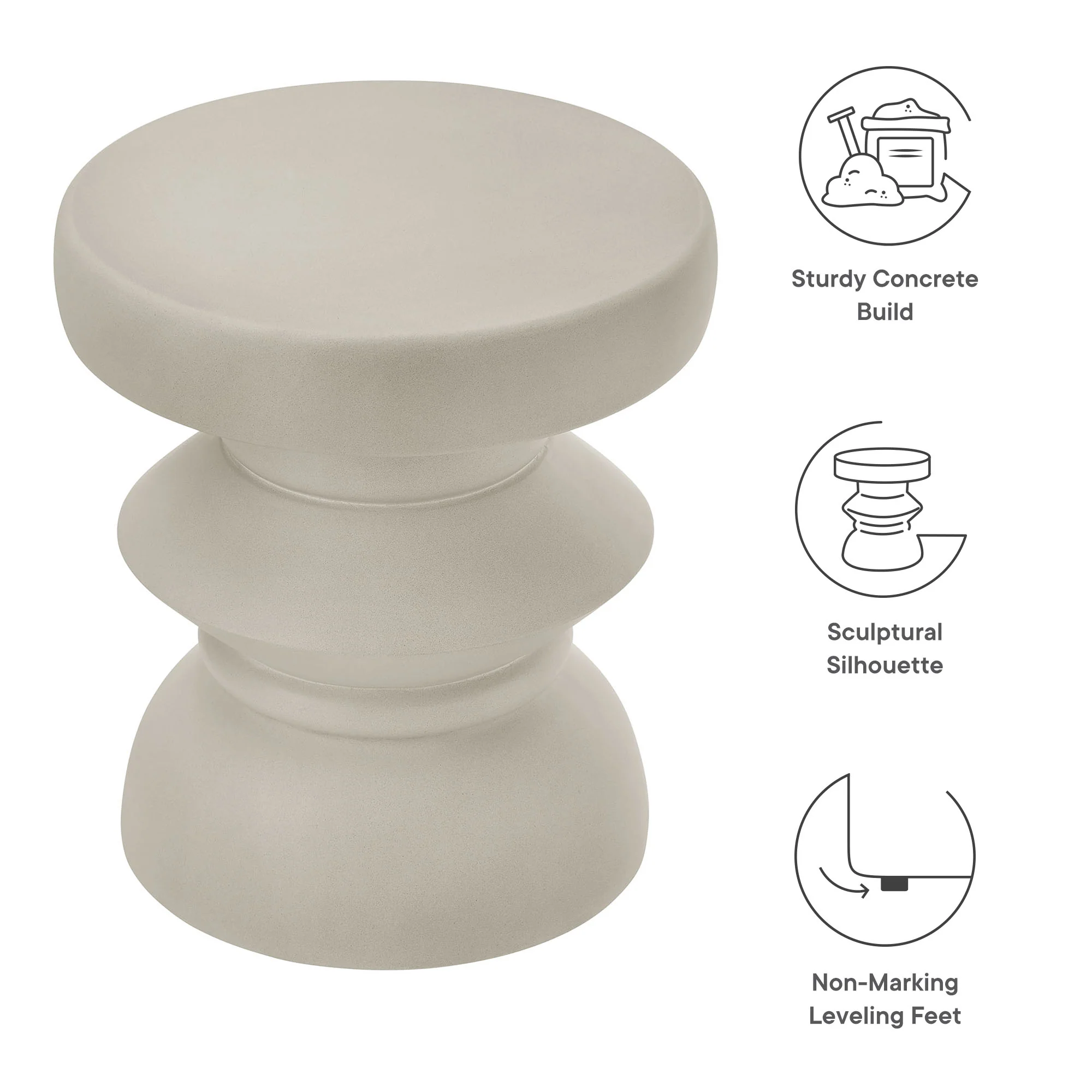Terza Indoor Outdoor Patio Concrete Side Table by Modway - Image 3