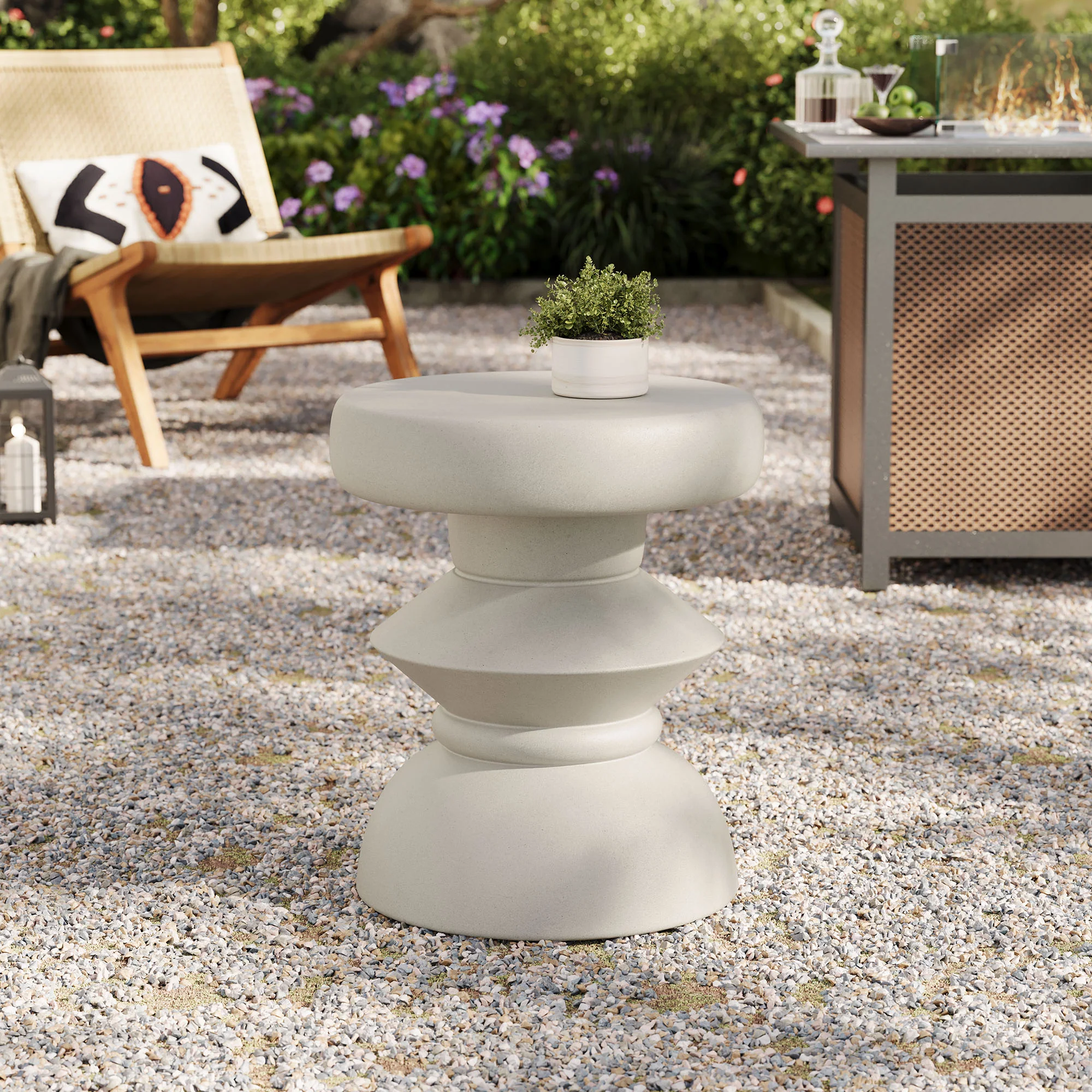 Terza Indoor Outdoor Patio Concrete Side Table by Modway - Image 7