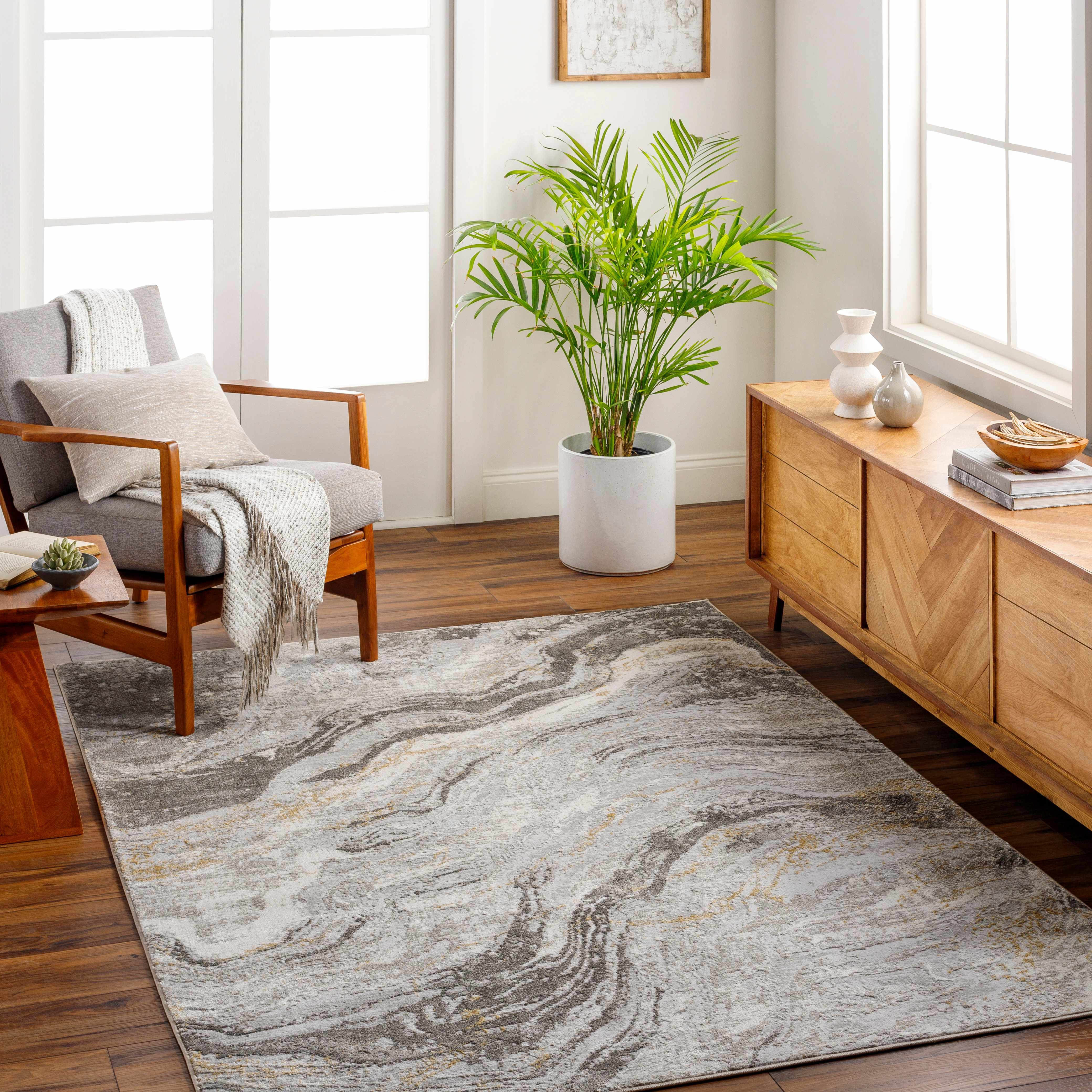 Tess Gray & Brown Marble Area Rug - Clearance - Image 2