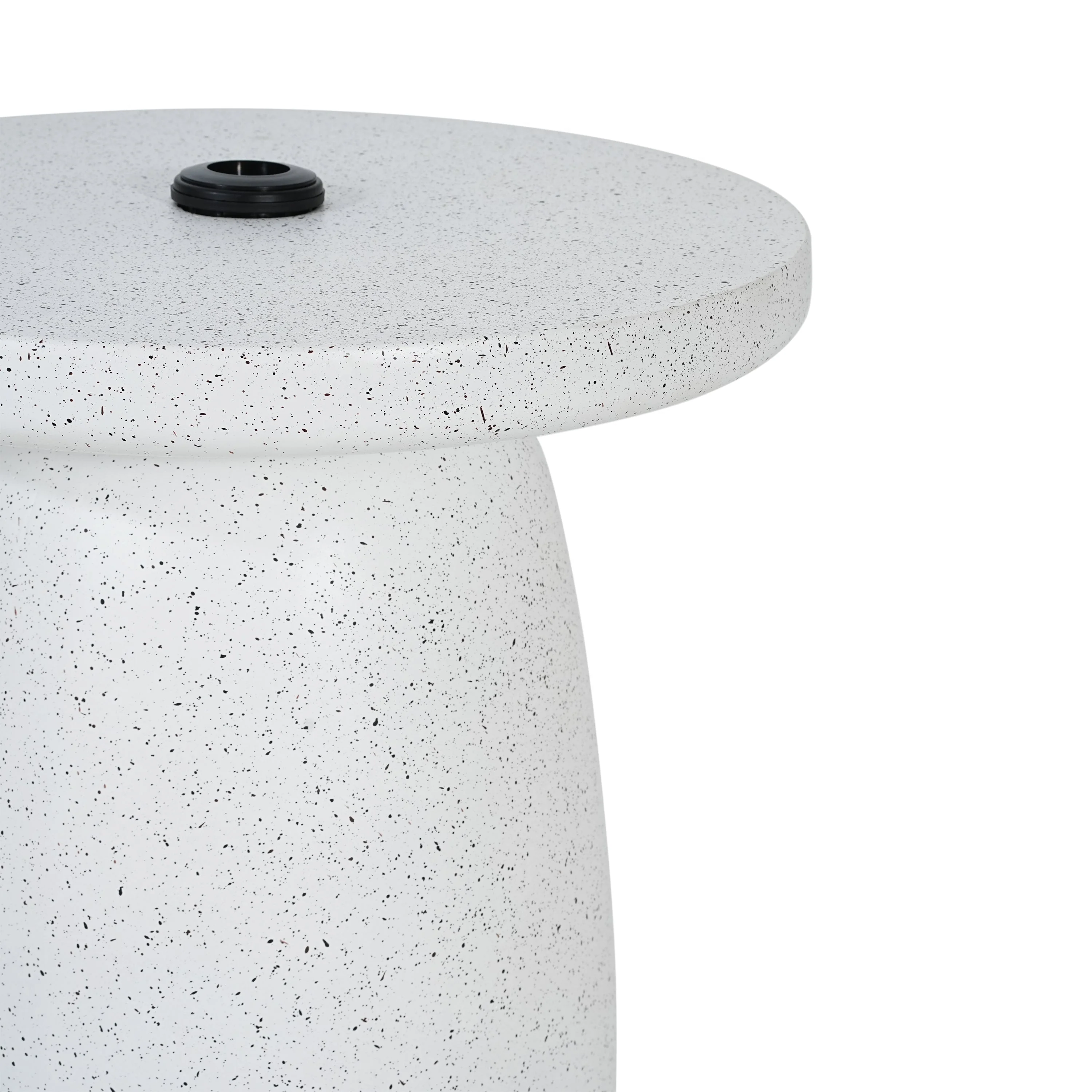 Tess MGO Outdoor Patio Side Table Umbrella Base in White Marble - Image 10
