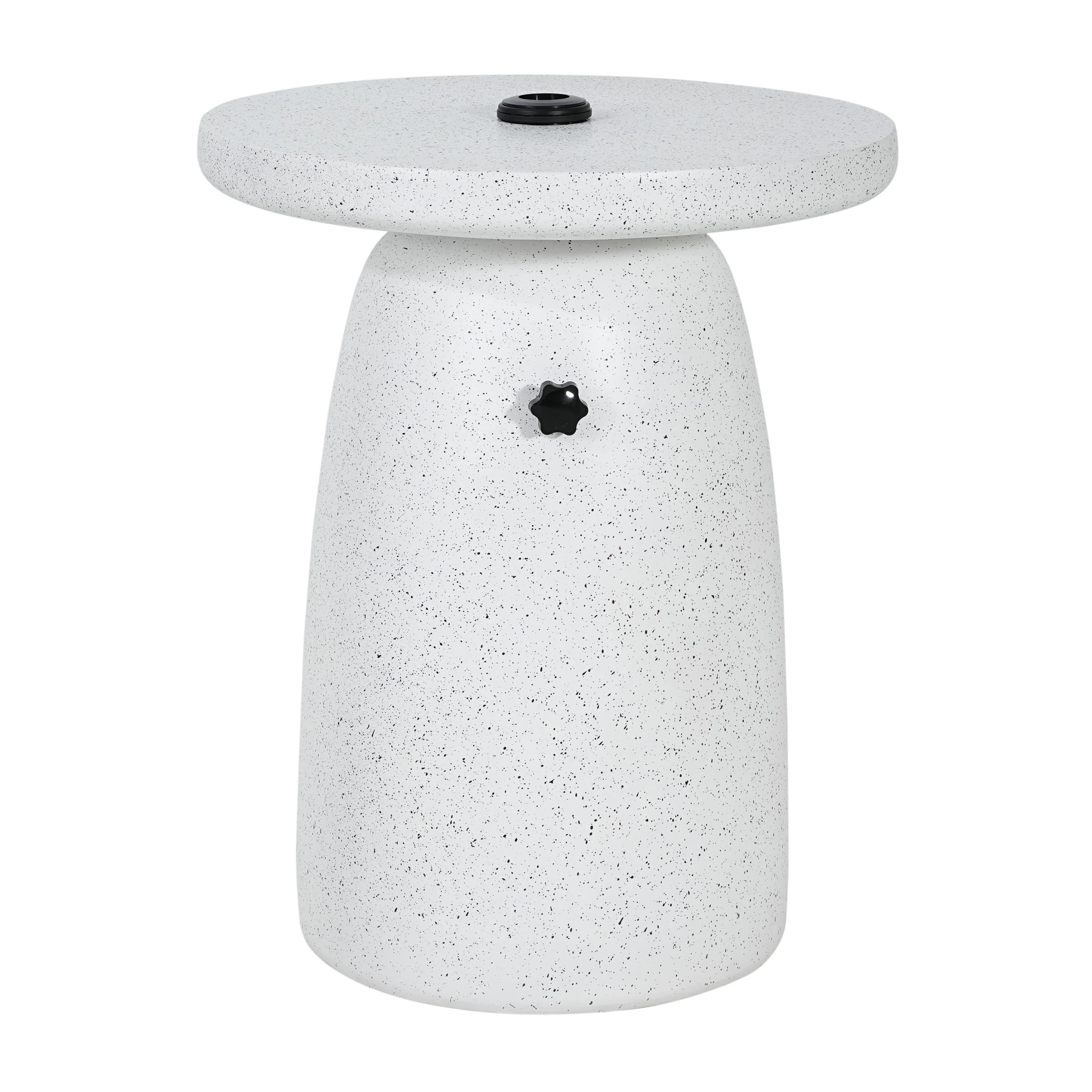 Tess MGO Outdoor Patio Side Table Umbrella Base in White Marble - Image 3