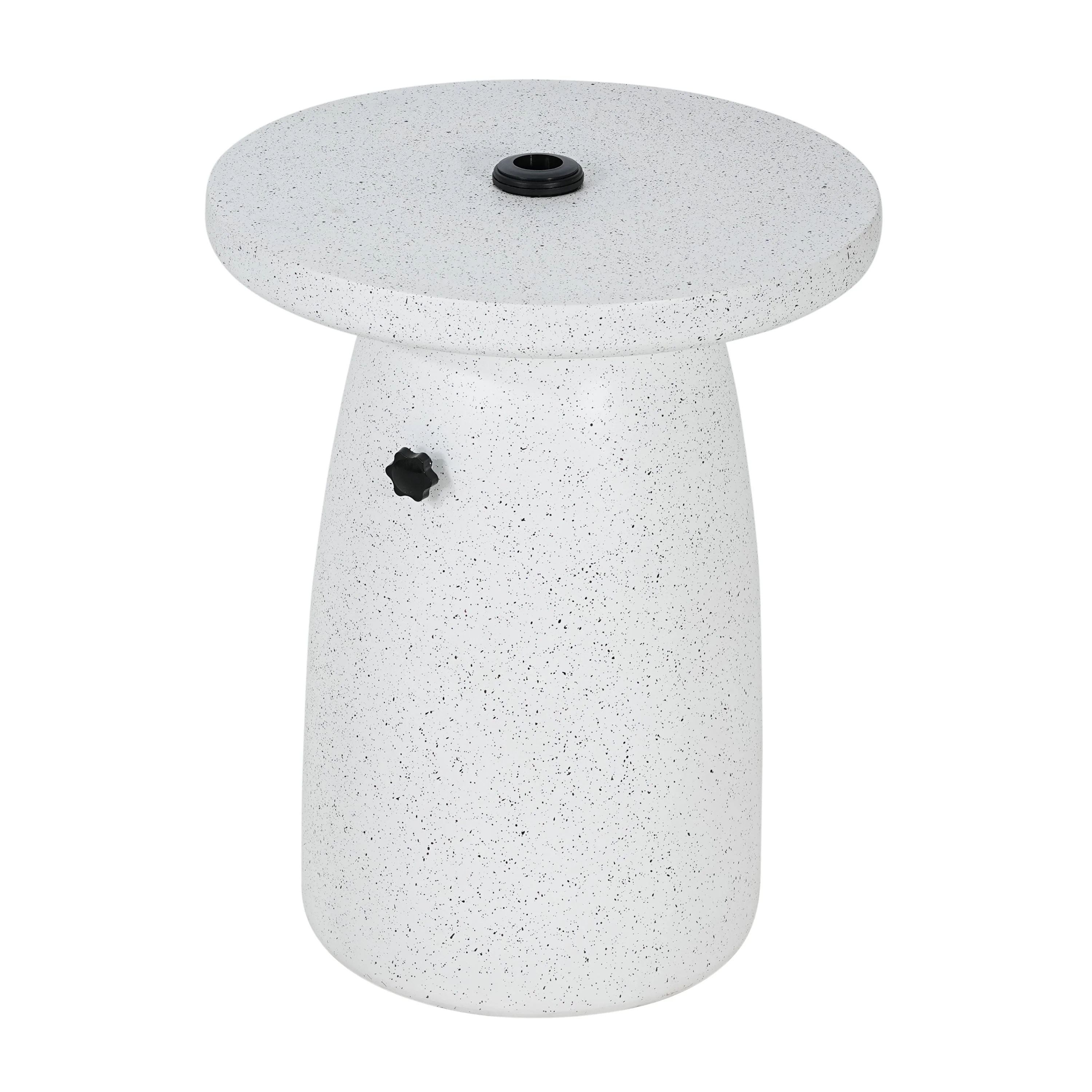 Tess MGO Outdoor Patio Side Table Umbrella Base in White Marble - Image 4