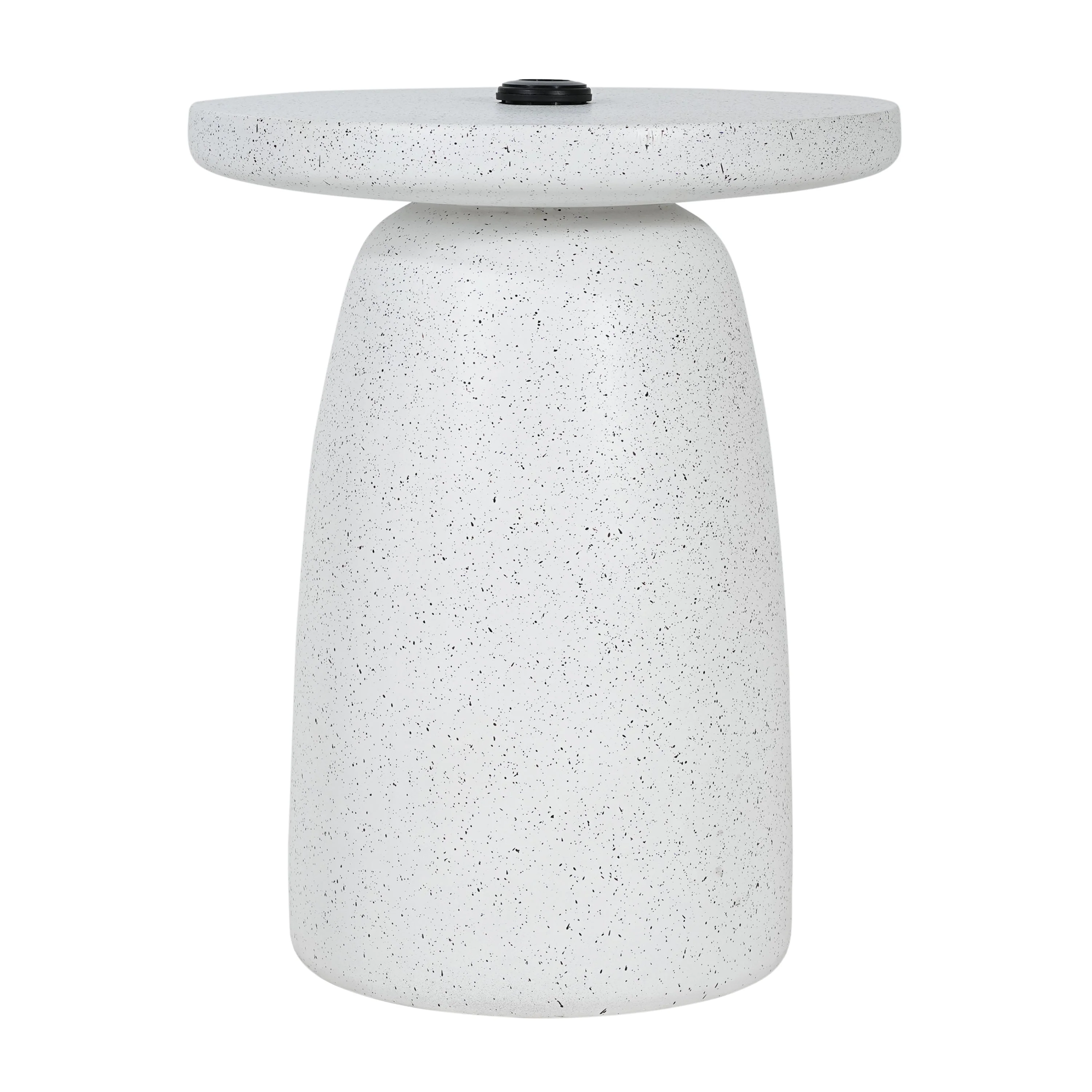 Tess MGO Outdoor Patio Side Table Umbrella Base in White Marble - Image 5