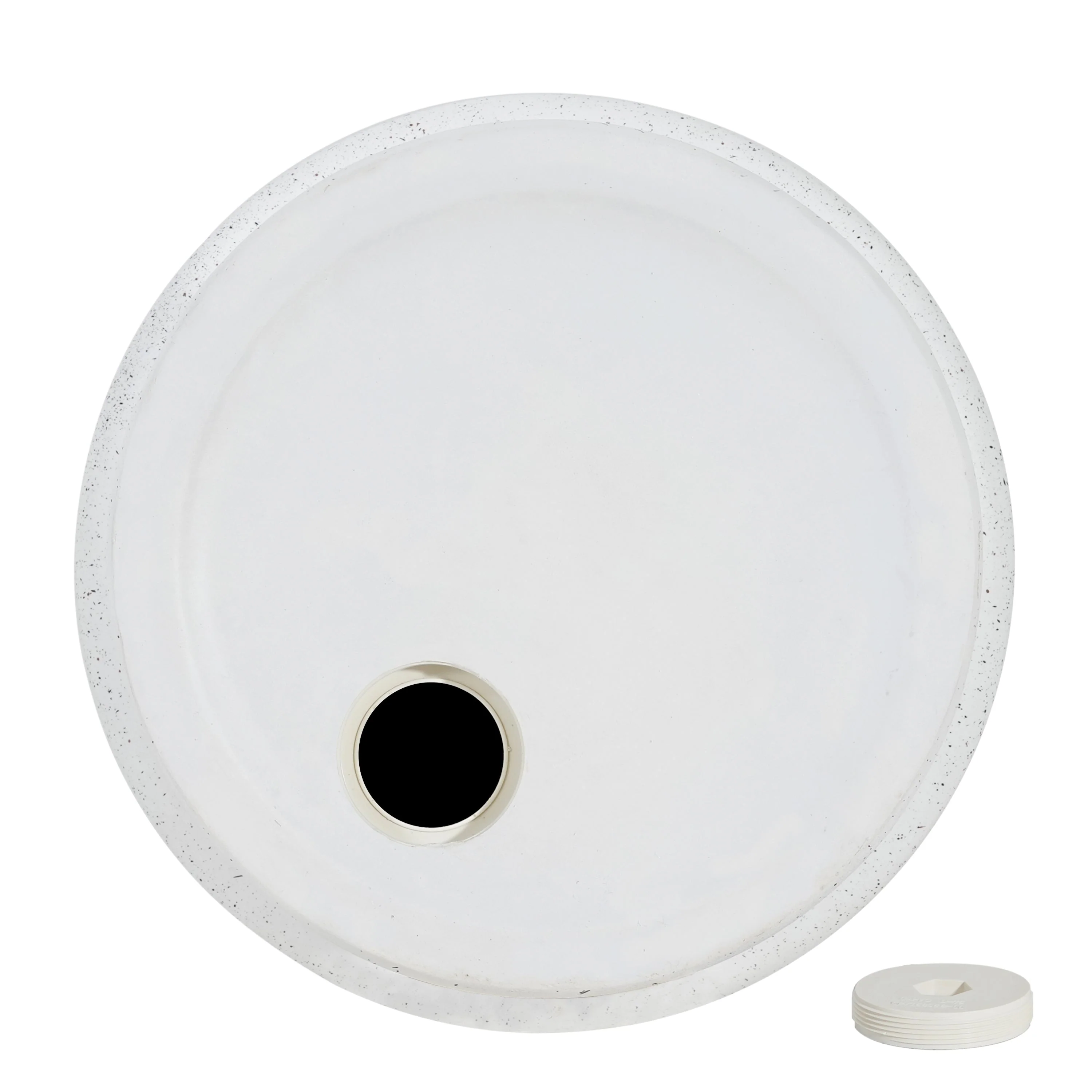 Tess MGO Outdoor Patio Side Table Umbrella Base in White Marble - Image 7