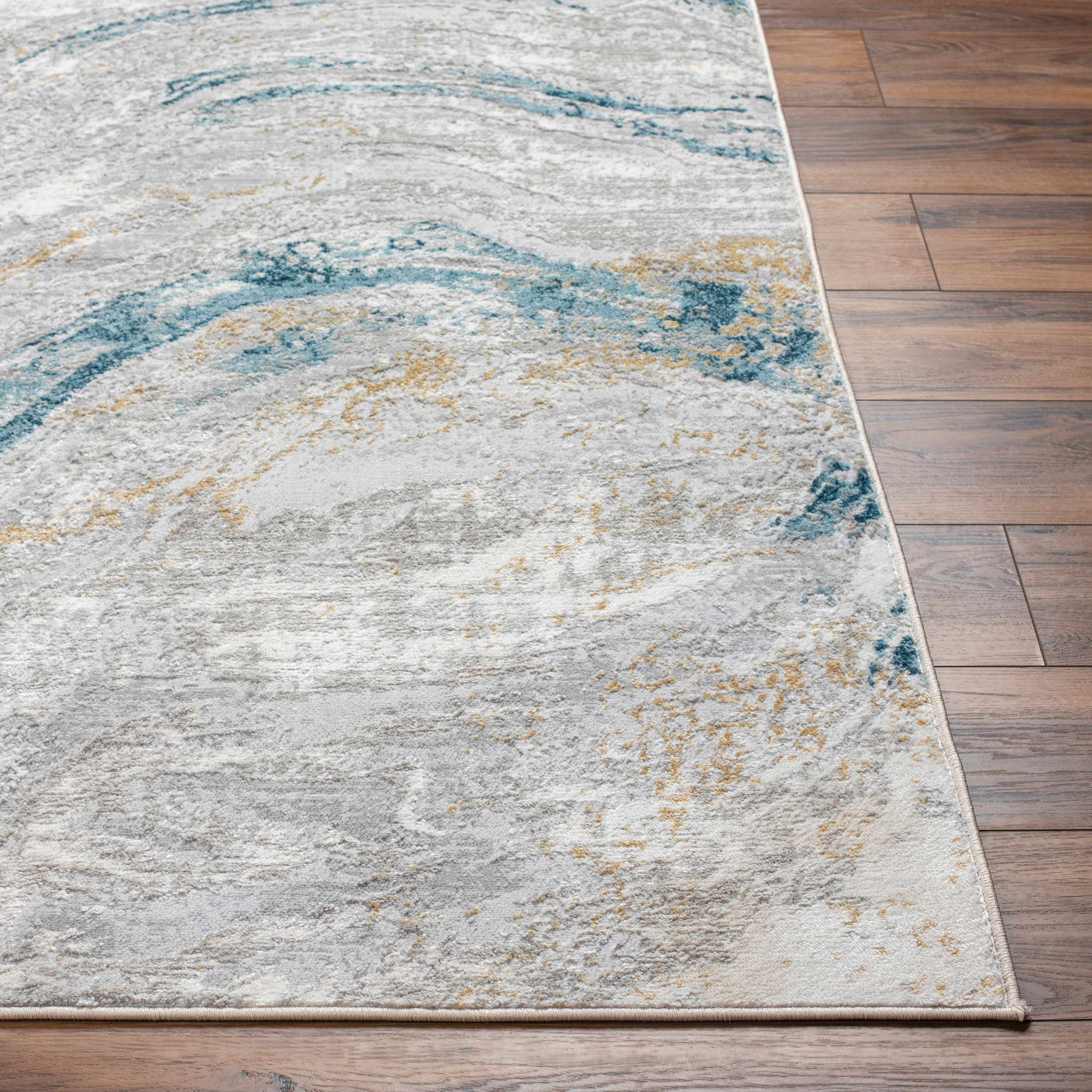 Tess Silver Blue Marble Area Rug - Image 3