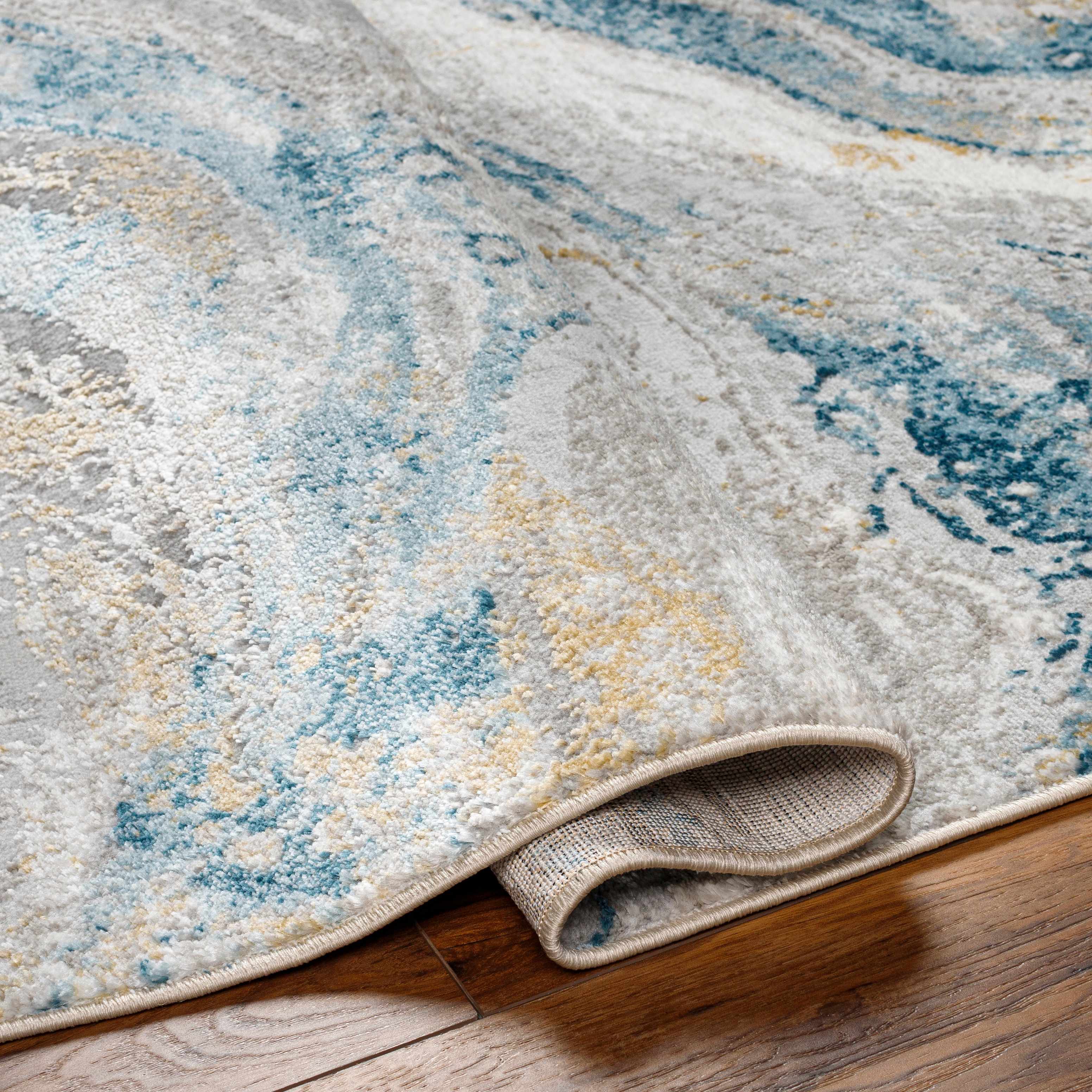 Tess Silver Blue Marble Area Rug - Image 4