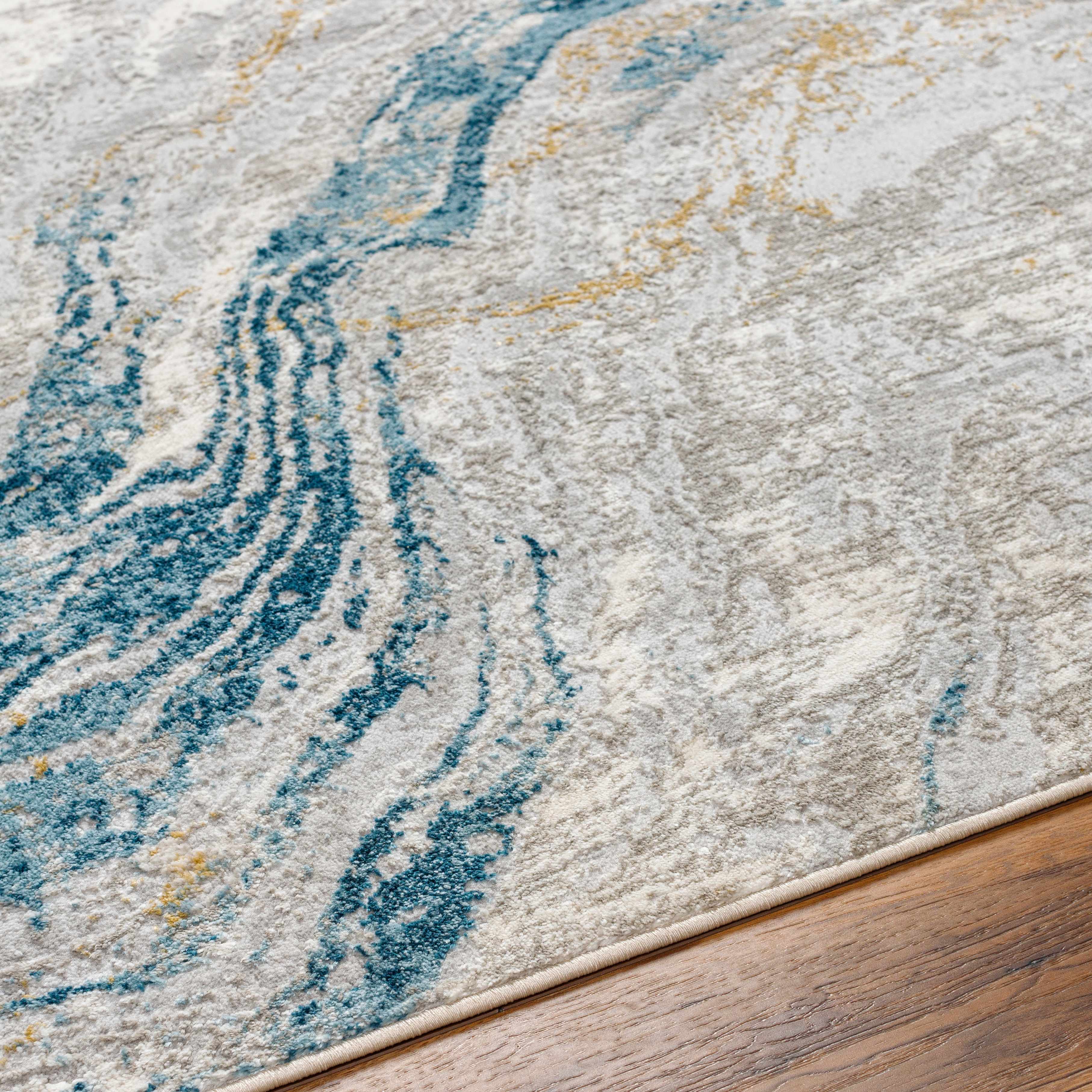 Tess Silver Blue Marble Area Rug - Image 5