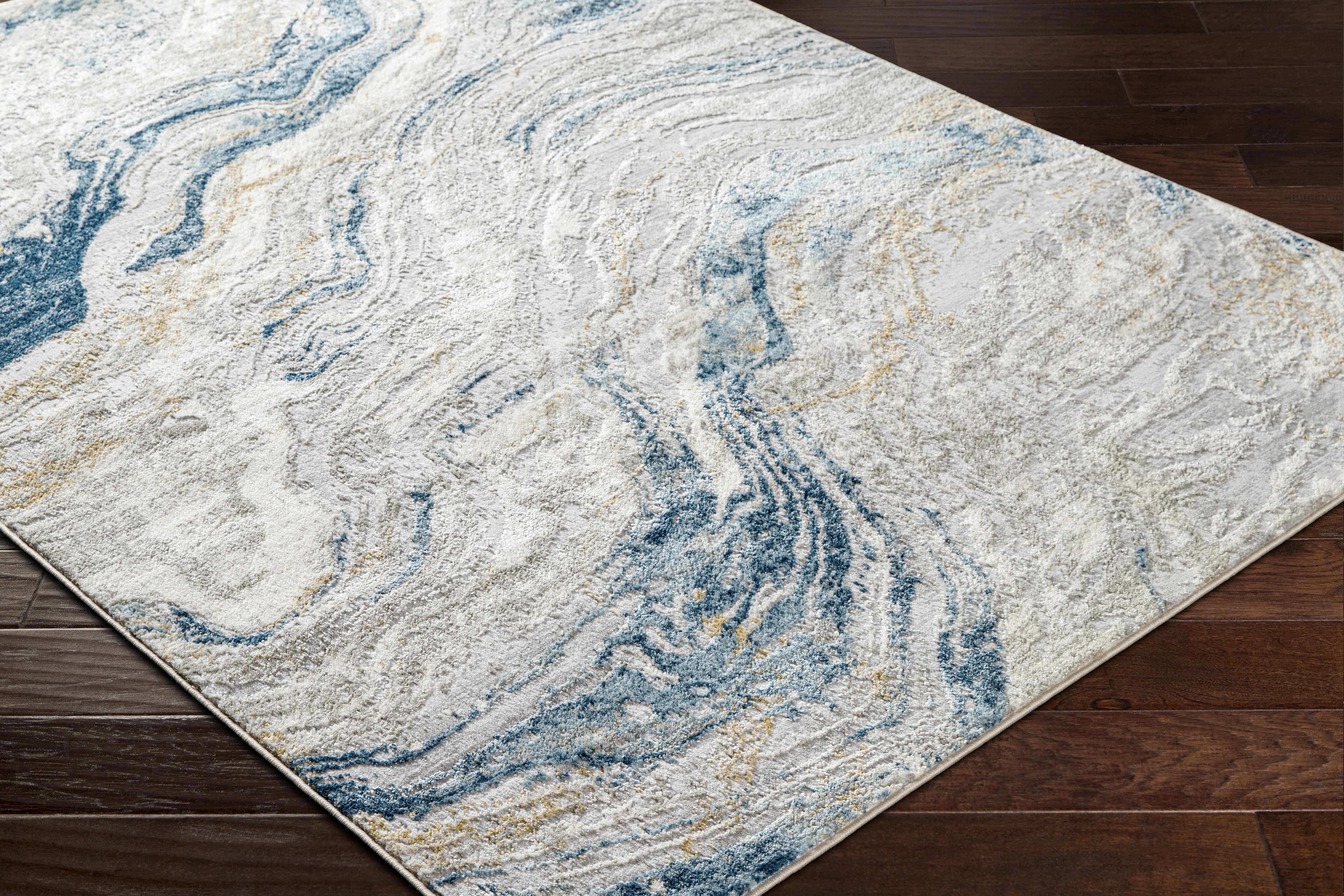 Tess Silver Blue Marble Area Rug - Image 6