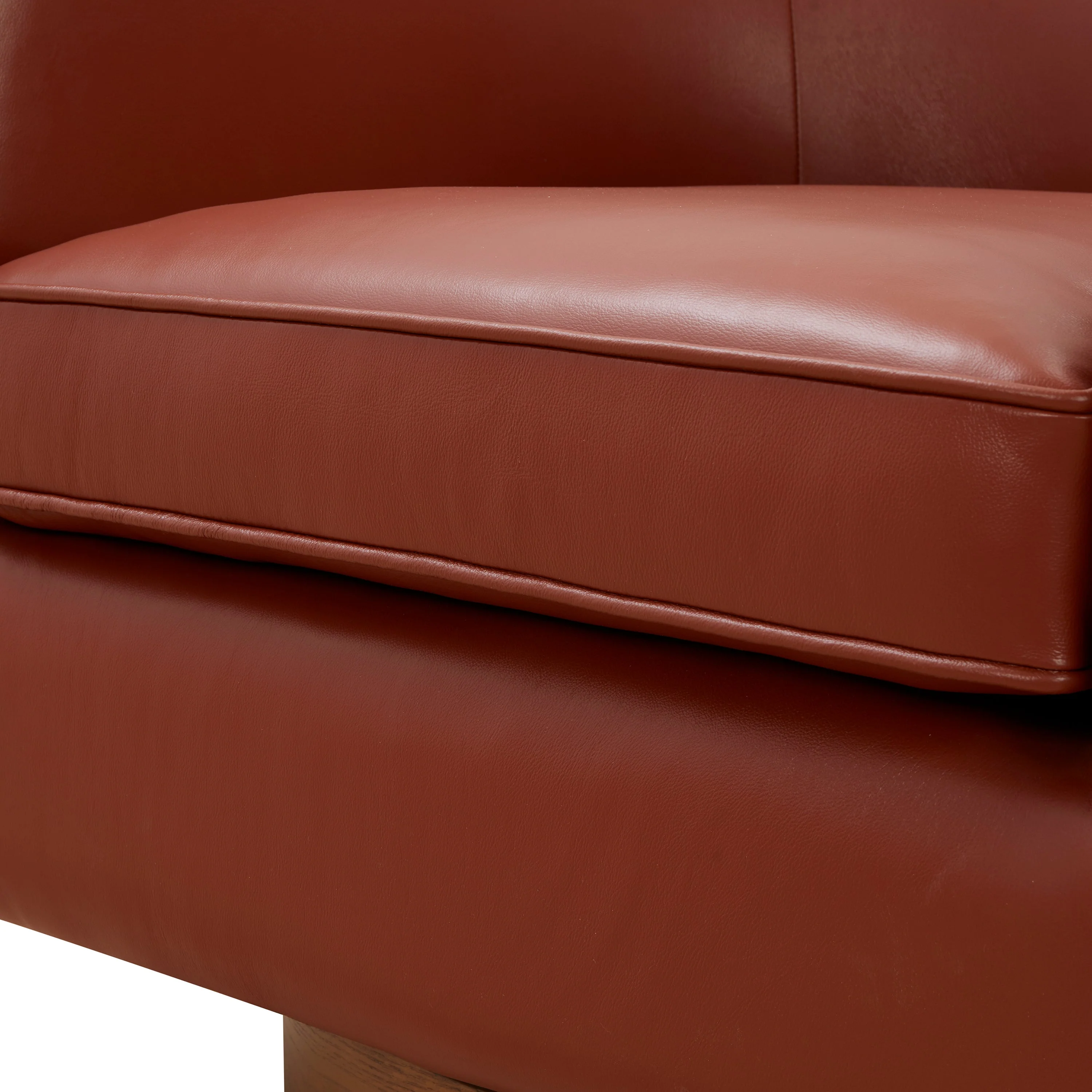 Tessa Caramel Top Grain Leather Swivel Chair with Wood Base - Image 12