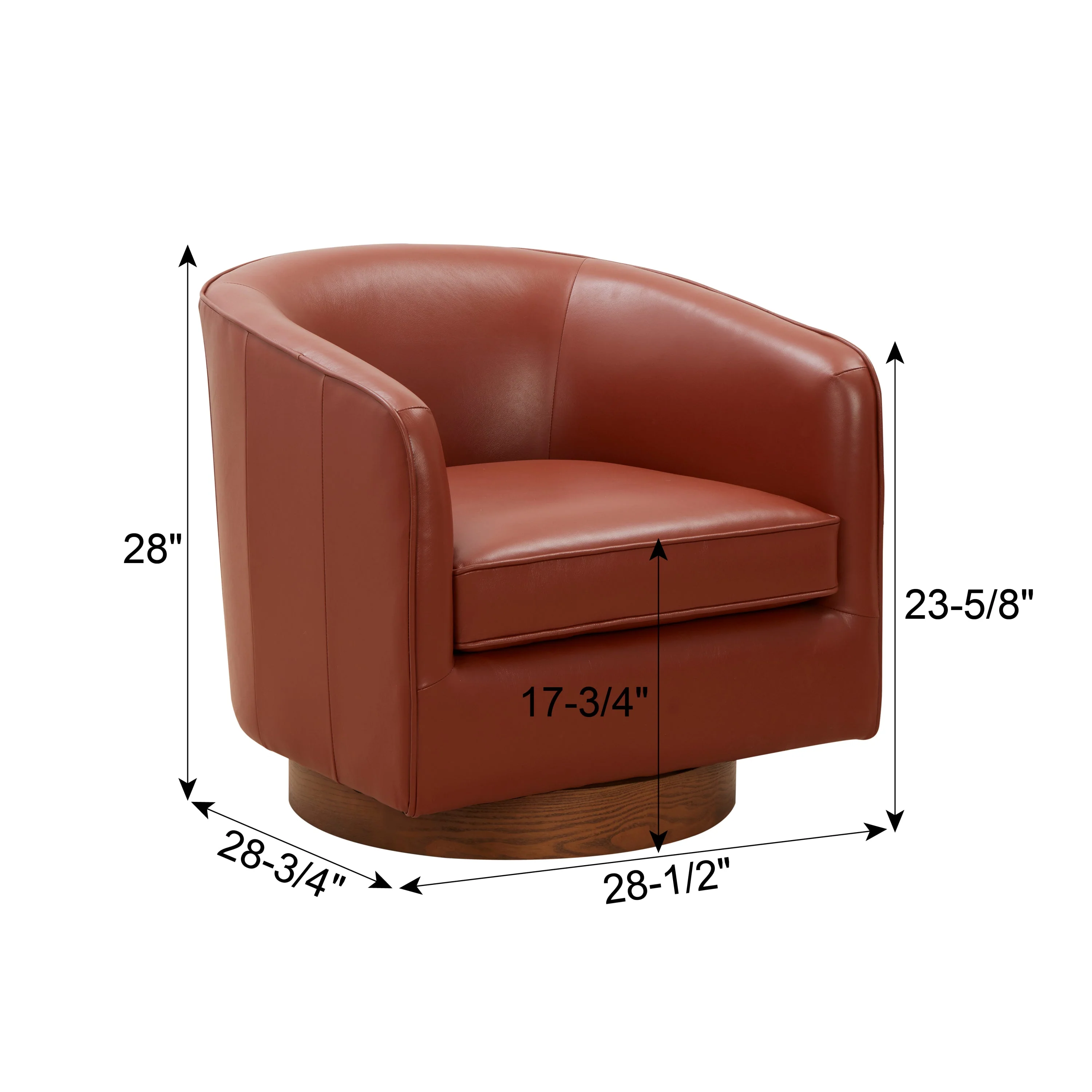 Tessa Caramel Top Grain Leather Swivel Chair with Wood Base - Image 3