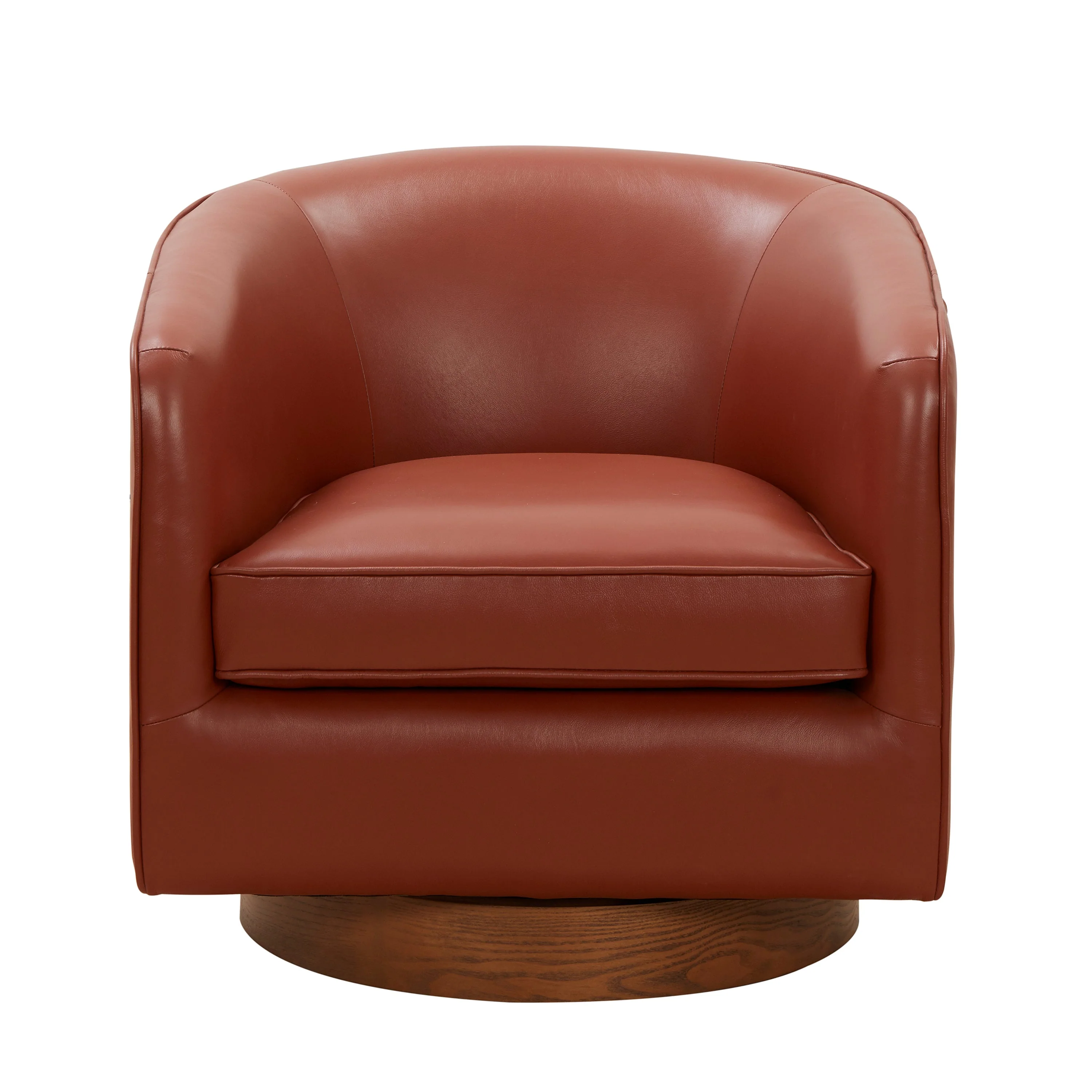Tessa Caramel Top Grain Leather Swivel Chair with Wood Base - Image 5