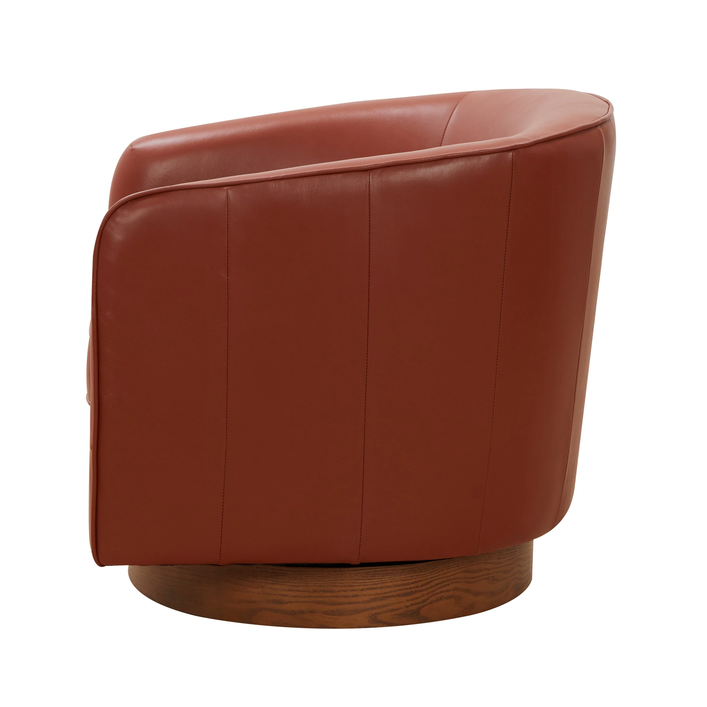 Tessa Caramel Top Grain Leather Swivel Chair with Wood Base - Image 6