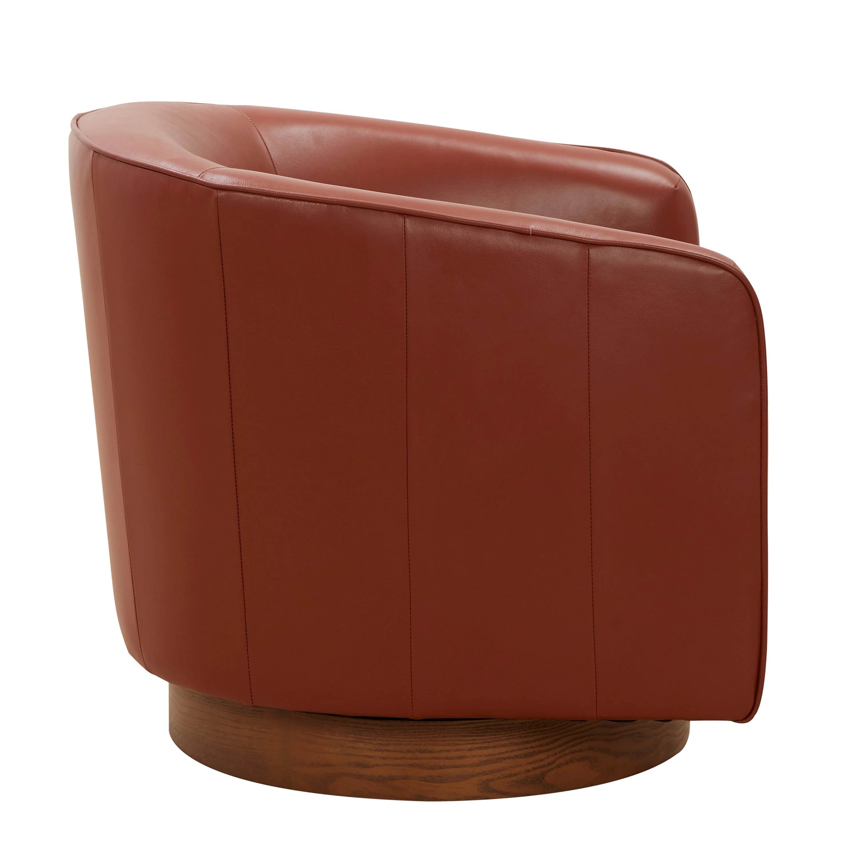 Tessa Caramel Top Grain Leather Swivel Chair with Wood Base - Image 7