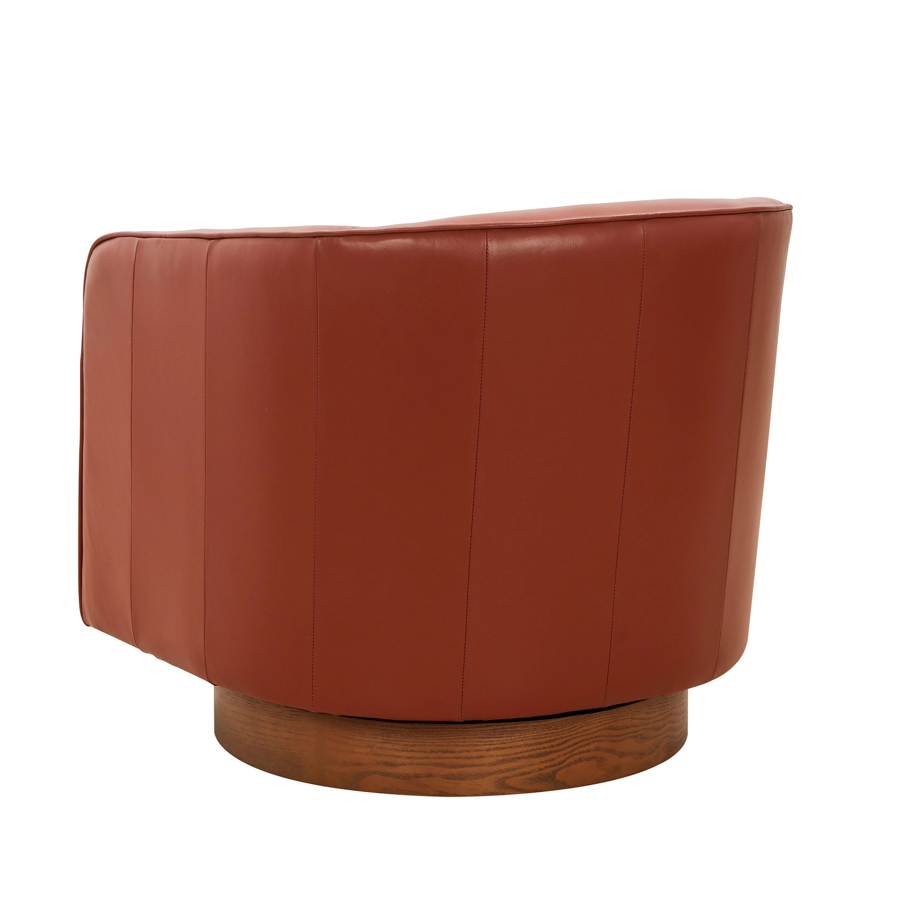 Tessa Caramel Top Grain Leather Swivel Chair with Wood Base - Image 8