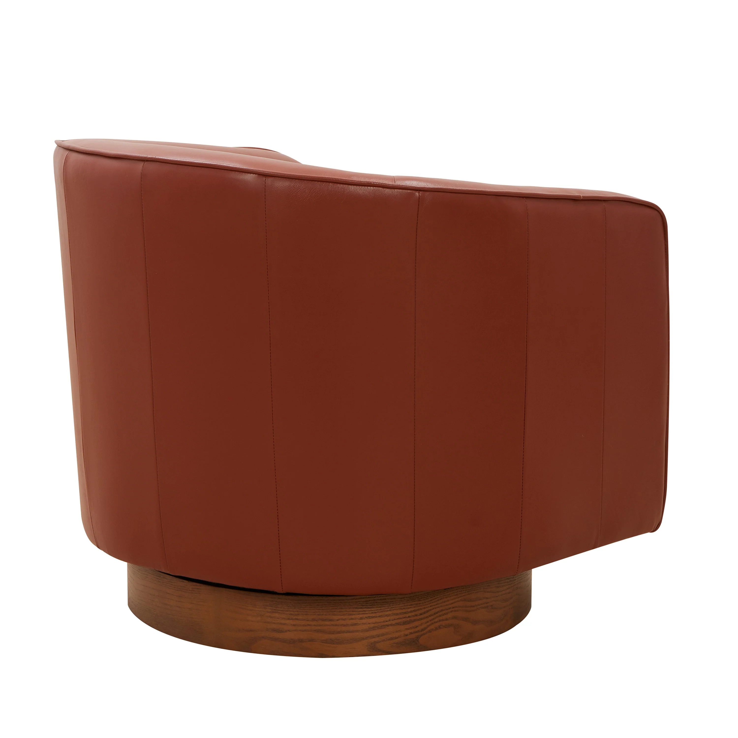 Tessa Caramel Top Grain Leather Swivel Chair with Wood Base - Image 9