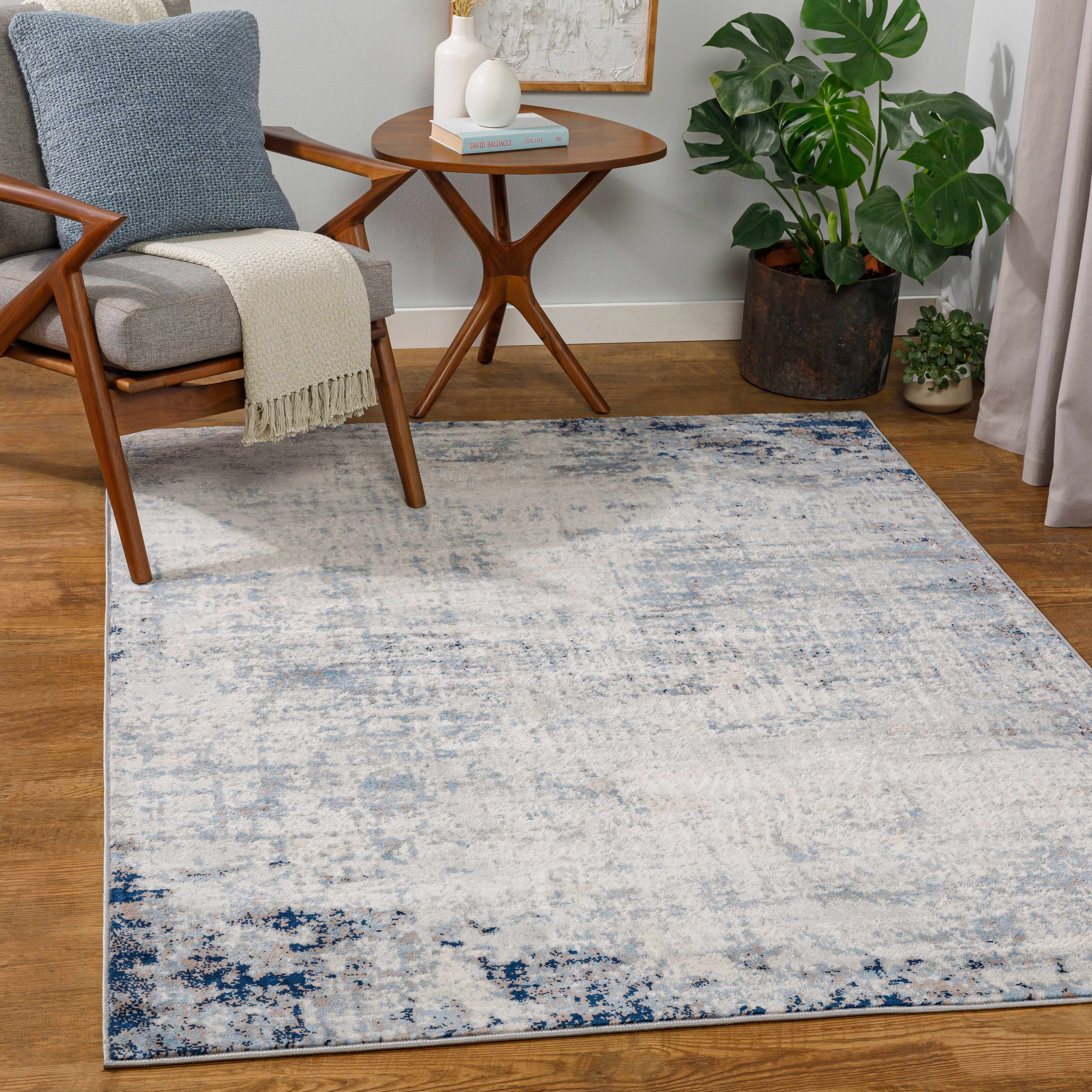 Texanna Abstract Blue/Gray Area Rug - Image 3